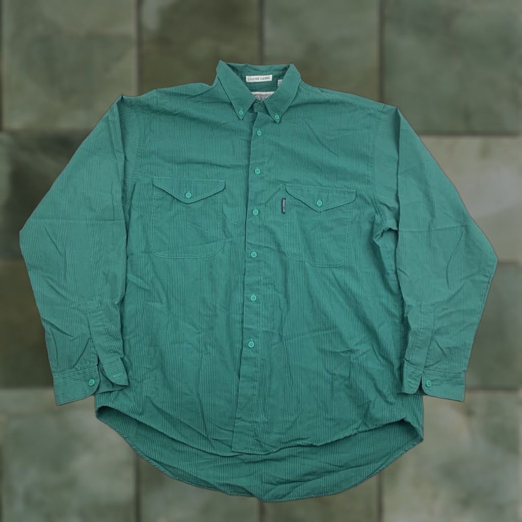 Levi's VINTAGE Levi's Button-Up Shirt Adult Large Green Stripes Silver Label USA Men Size US L / EU 52-54 / 3 - 1 Thumbnail