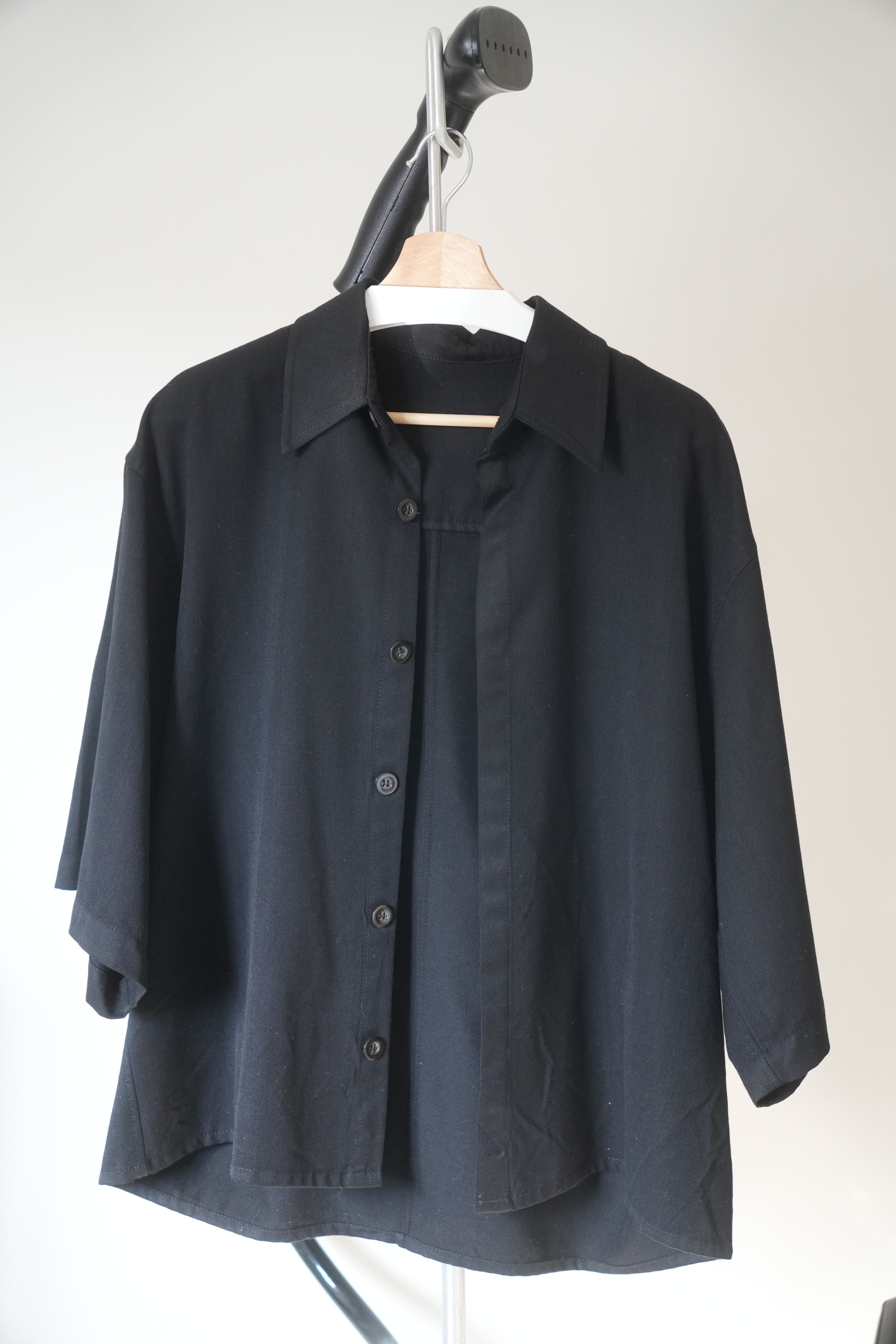 Florence Black Black Wool Boxy Short Sleeve Shirt V2 Size US L / EU 52-54 / 3 - 3 Thumbnail