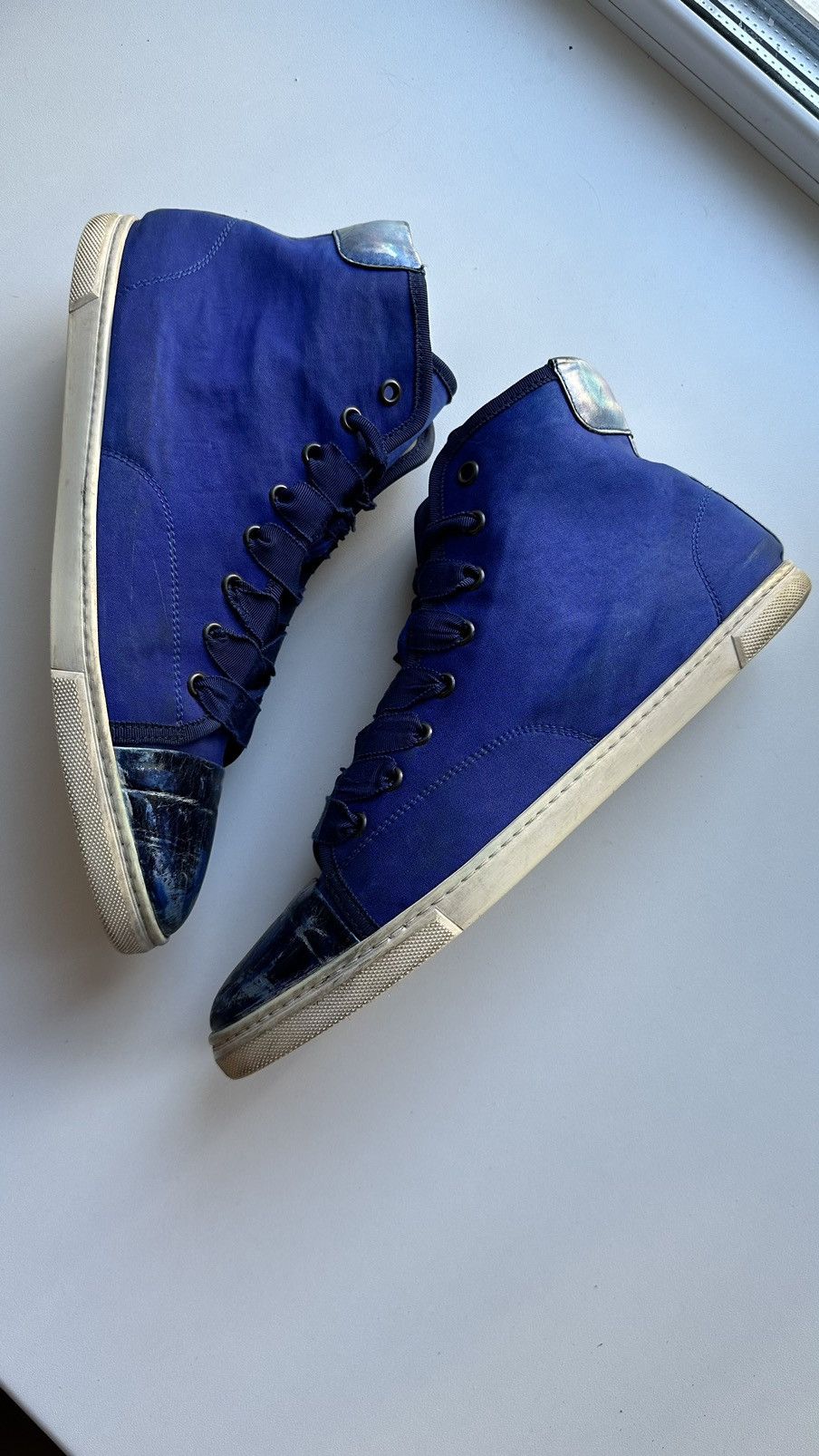 Lanvin Lanvin Nylon & Leather Blue High Top Sneakers Italy Size 41 Size US 8 / EU 41 - 8 Thumbnail