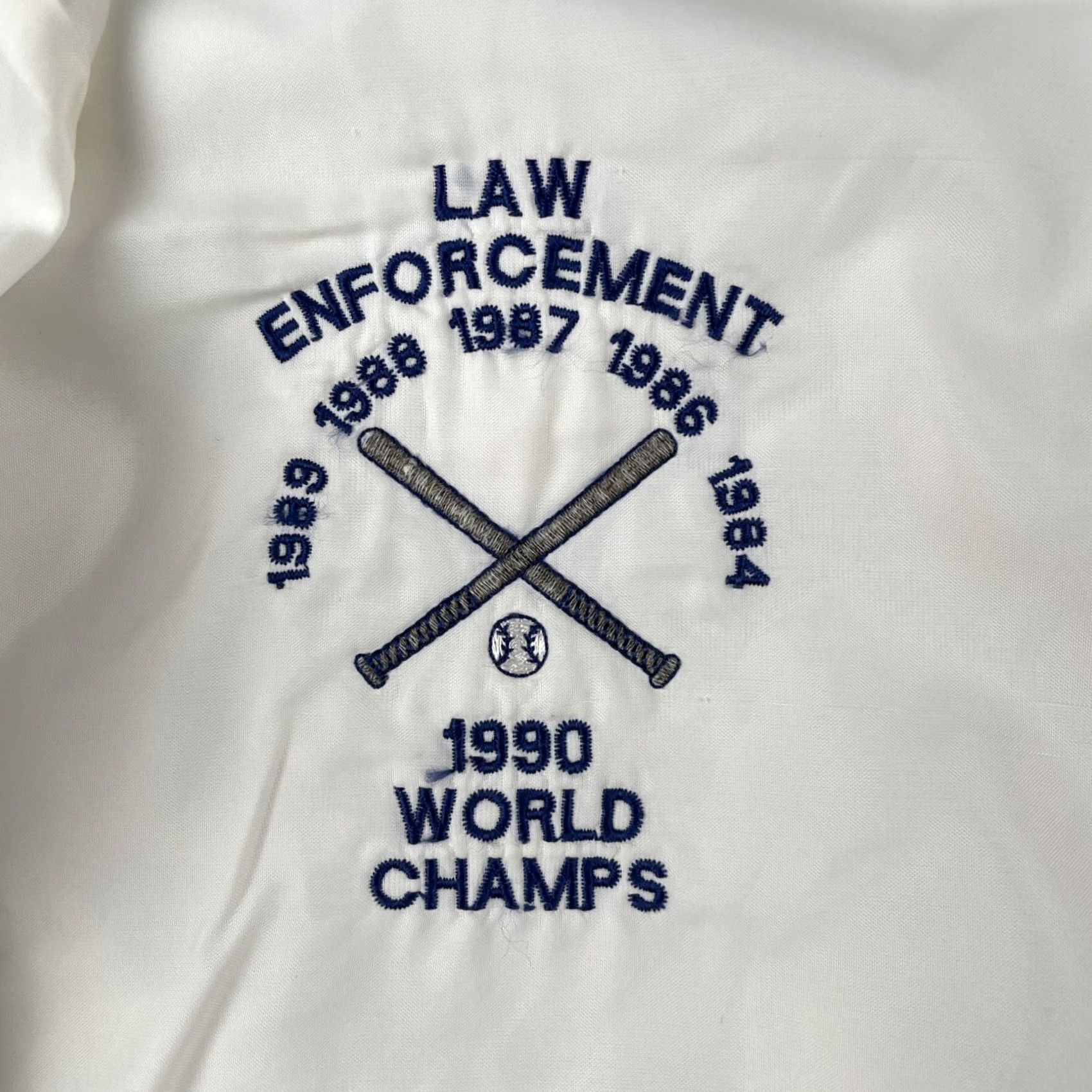 Sea New York VINTAGE New York Police Softball Club Jacket Bomber 2XL Men White 80s 90s NY NYC USA Size US XXL / EU 58 / 5 - 3 Thumbnail