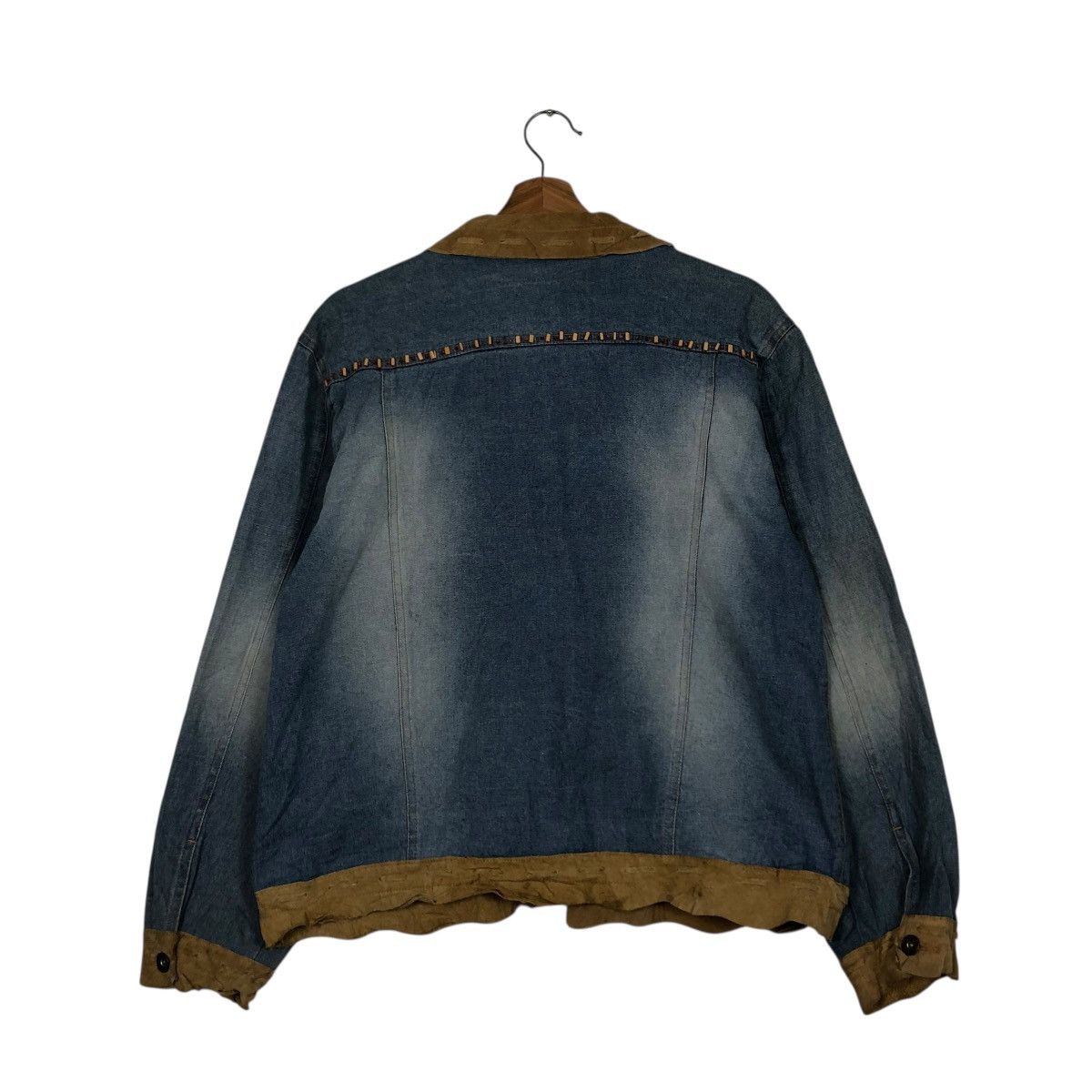 Japanese Brand 🔥VINTAGE DENIM BIKER JACKET LEATHER COLLAR CHICO’s KAPITAL Size US M / EU 48-50 / 2 - 10 Thumbnail