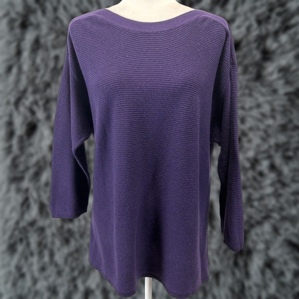 Vintage VINTAGE Chico's Knit Sweater Women's Large Purple Boat Neck Long Sleeve Pullover Size L / US 10 / IT 46 - 1 Thumbnail