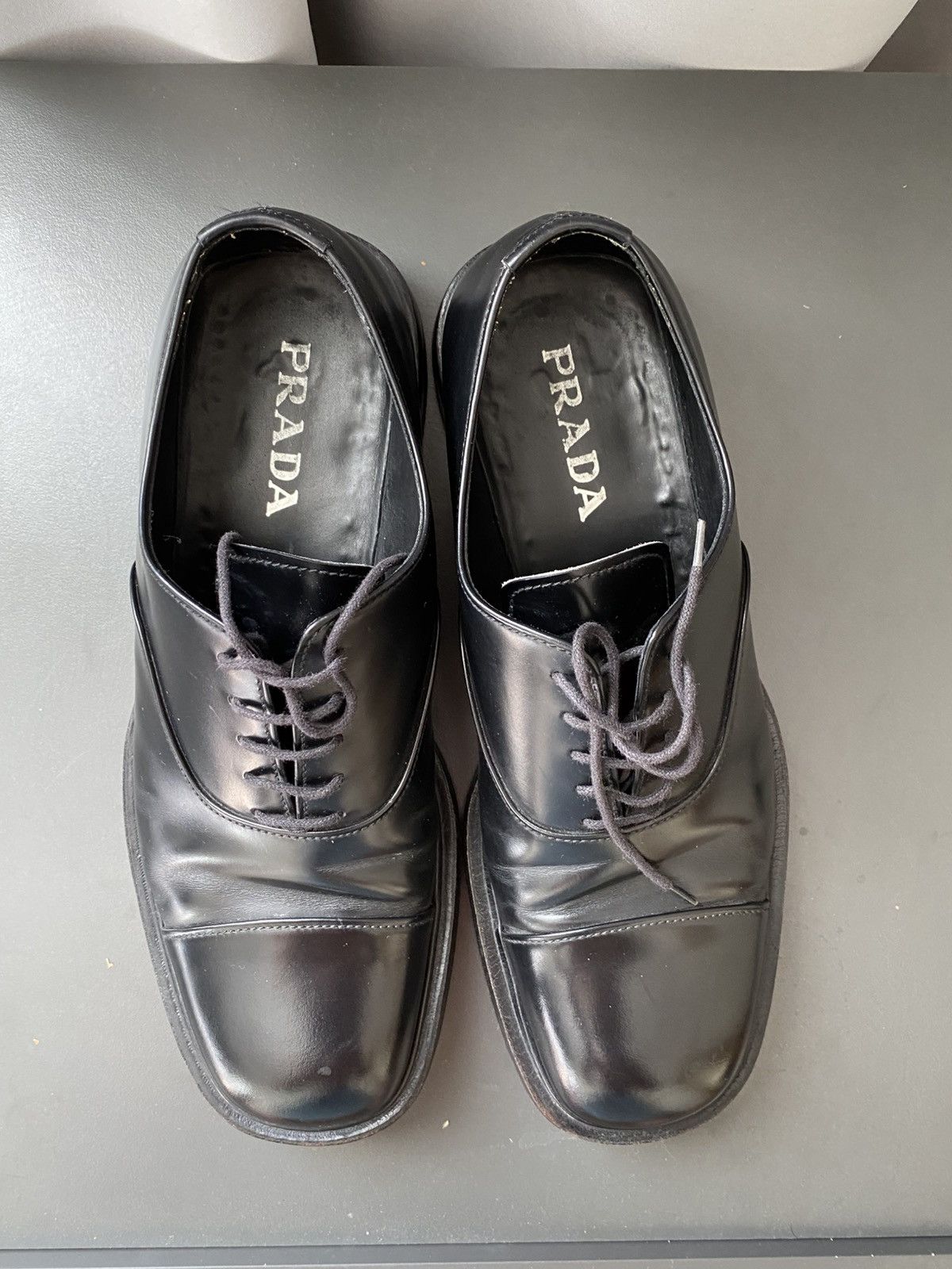 Prada Prada Black Leather Oxfords Size US 8.5 / EU 41-42 - 7 Thumbnail