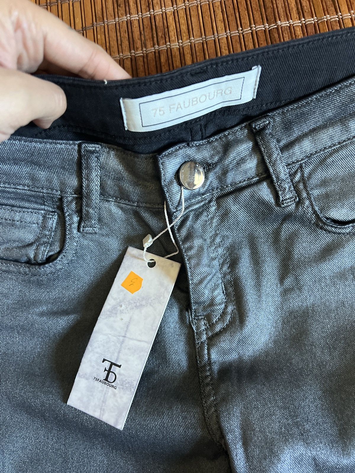 Other 75Faubourg gunmetal silver wax coated denim high waist jeans Size 26" / US 2 / IT 38 - 11 Thumbnail
