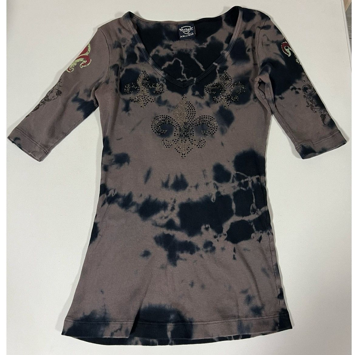 Vintage Sledge Black Acid-Wash Studded Y2K Shirt Top Tee Size S 🖤✨ Size S / US 4 / IT 40 - 2 Thumbnail