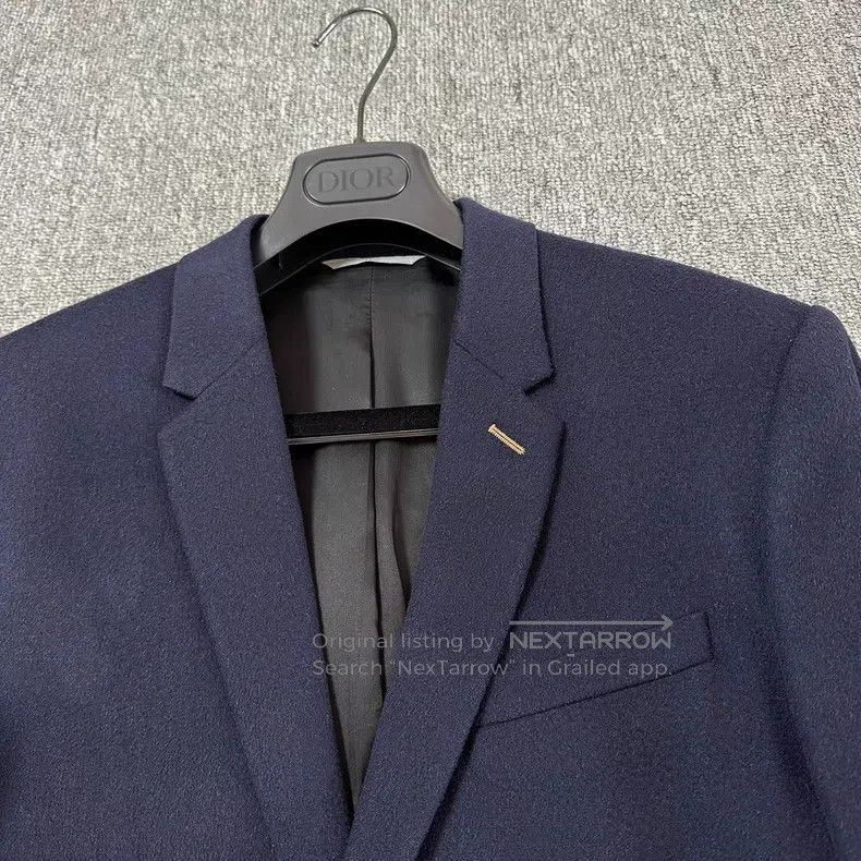 Dior Dior Dark night blue camel hair back decoration suit Size 50R - 2 Thumbnail