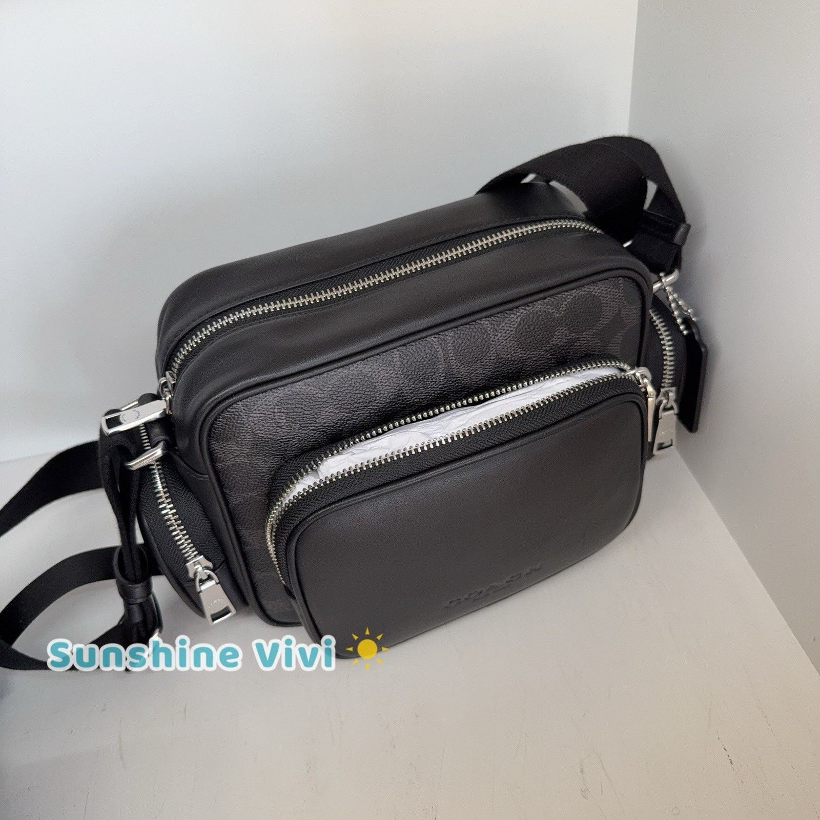 Coach NWT Coach Fletcher Crossbody Bag CEA25 BLACK SIGNATURE Size ONE SIZE - 6 Thumbnail
