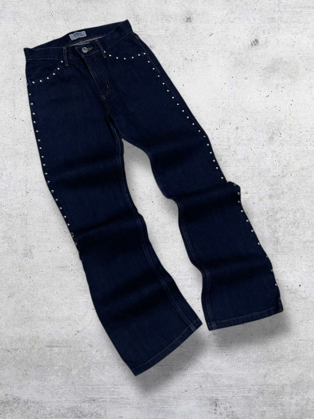 Tornado Mart VINTAGE FIORUCCI 90S DESIGNER OG STUDDED FLARED DENIM STYLE Size US 26 / EU 42 - 2 Thumbnail