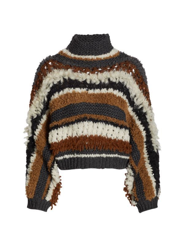 Brunello Cucinelli o1y0825 Turtleneck Cashmere Blend Sweater in Multicolor Size S / US 4 / IT 40 - 1 Thumbnail