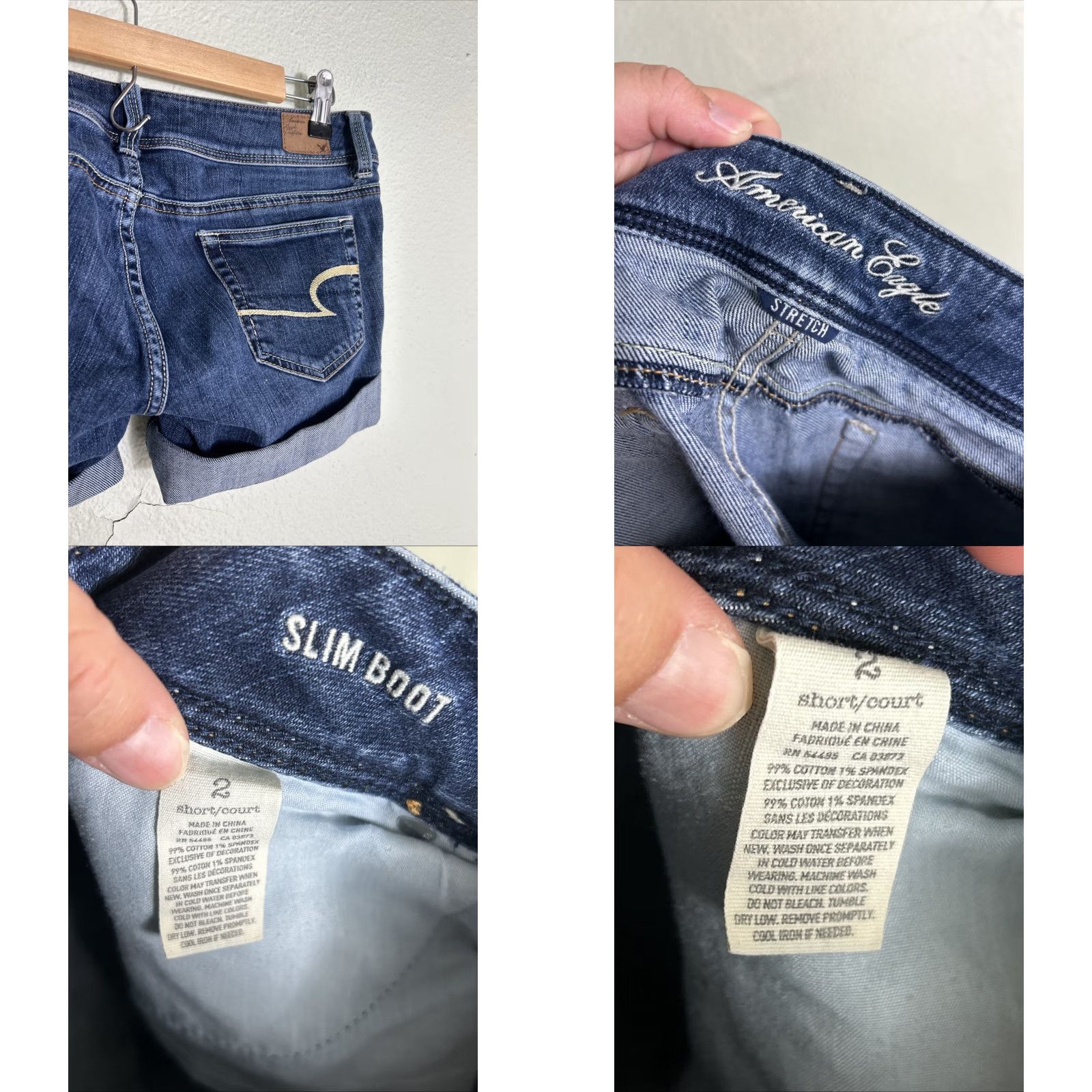 American Eagle Outfitters American Eagle Stretch Slim Boot Shorts Size 2 Dark Wash 28x4 Size 42" / US 20 - 8 Thumbnail