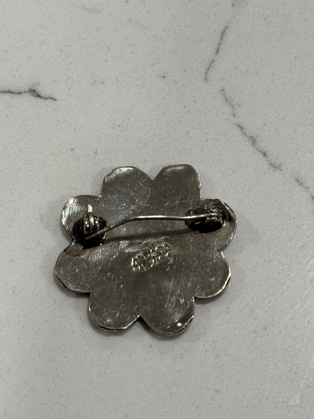 Sterling Silver Vintage Abalone Shell Flower Brooch Mexico Silver Size ONE SIZE - 7 Thumbnail