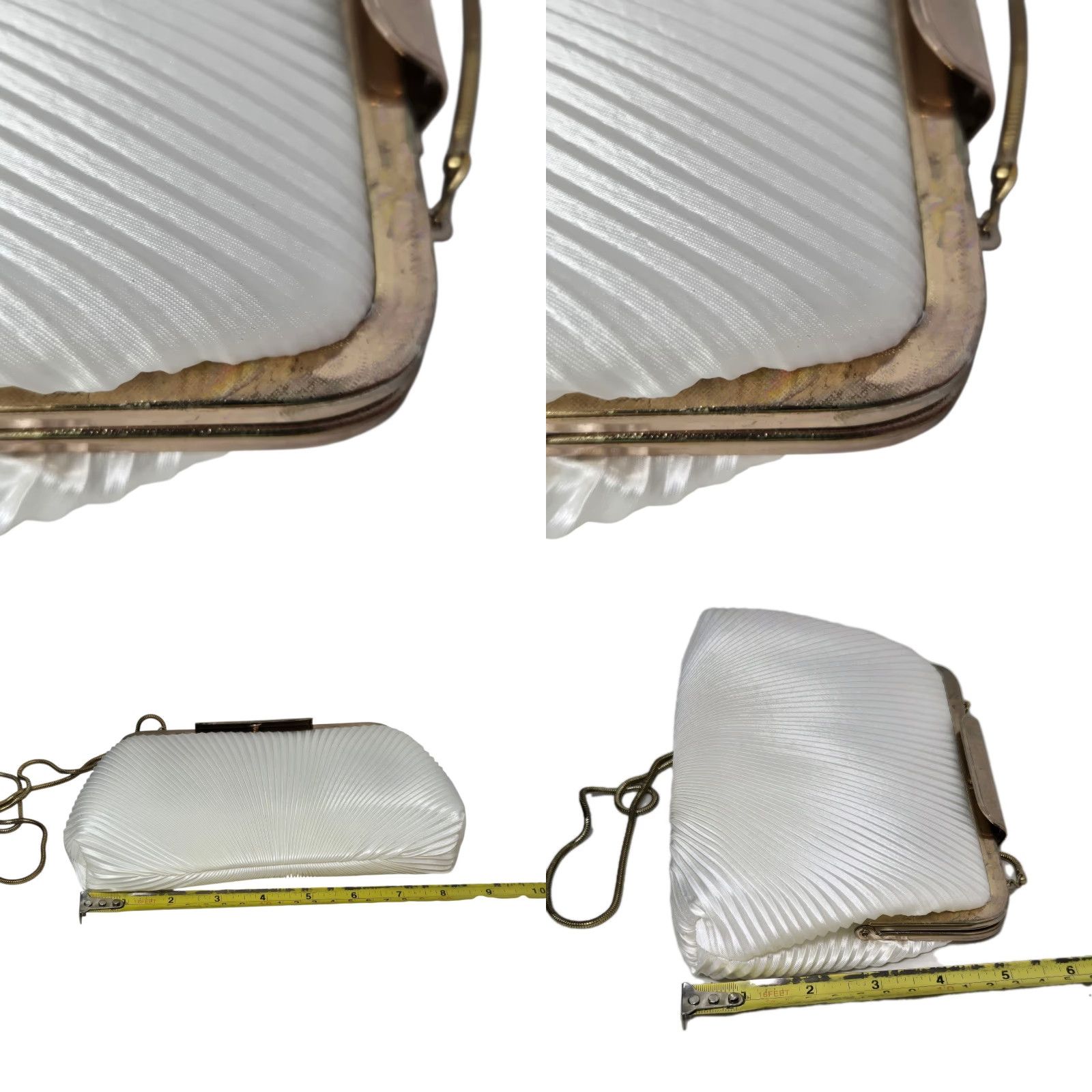 MCM VINTAGE MCM Jeweled Handle Pleated Clutch Ivory Champagne Evening Bag Women or Girls? Size ONE SIZE - 8 Thumbnail