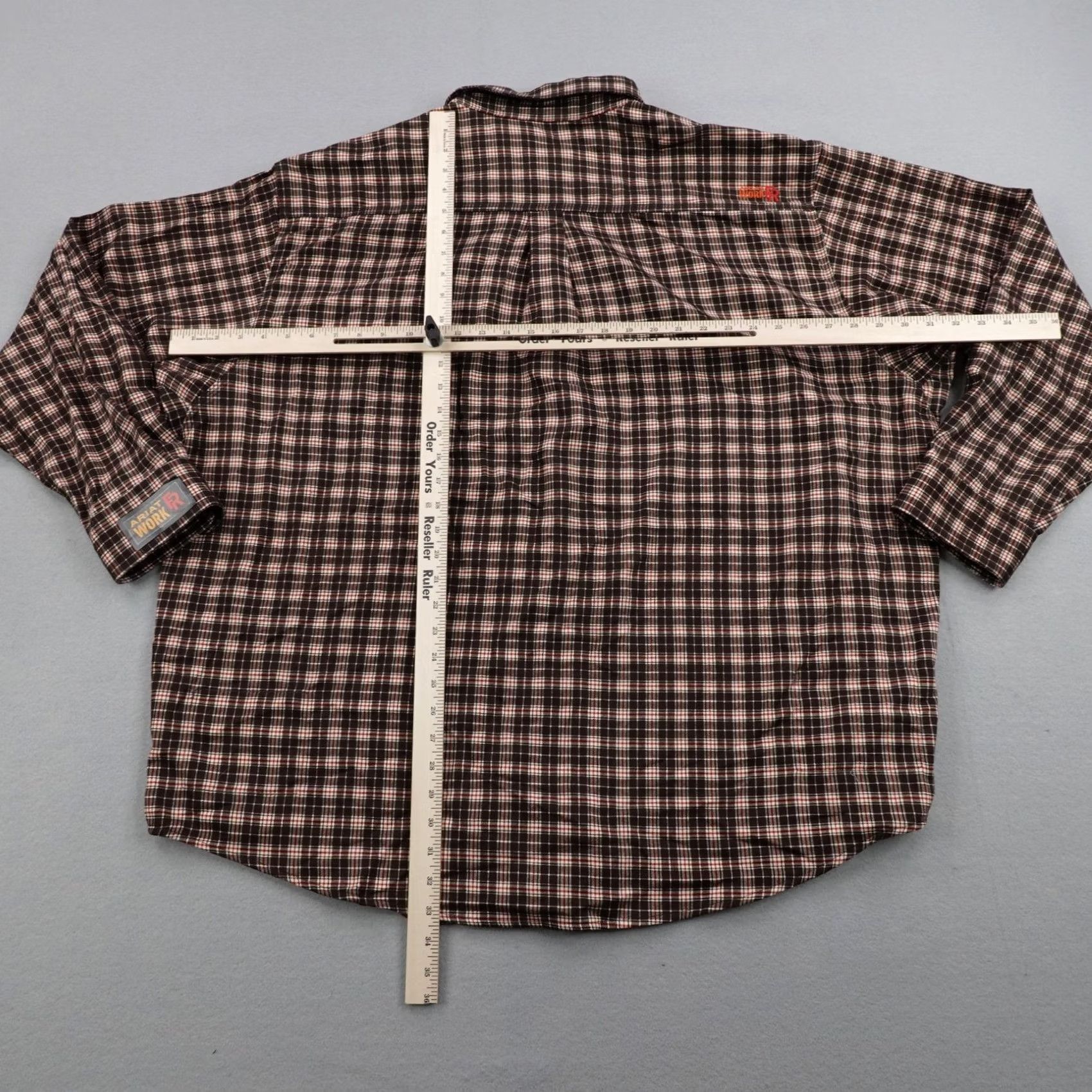 Ariat Ariat Shirt Mens 3XL Brown Plaid Flannel FR Flame Resistant Heavyweight Work Size US XXL / EU 58 / 5 - 6 Thumbnail
