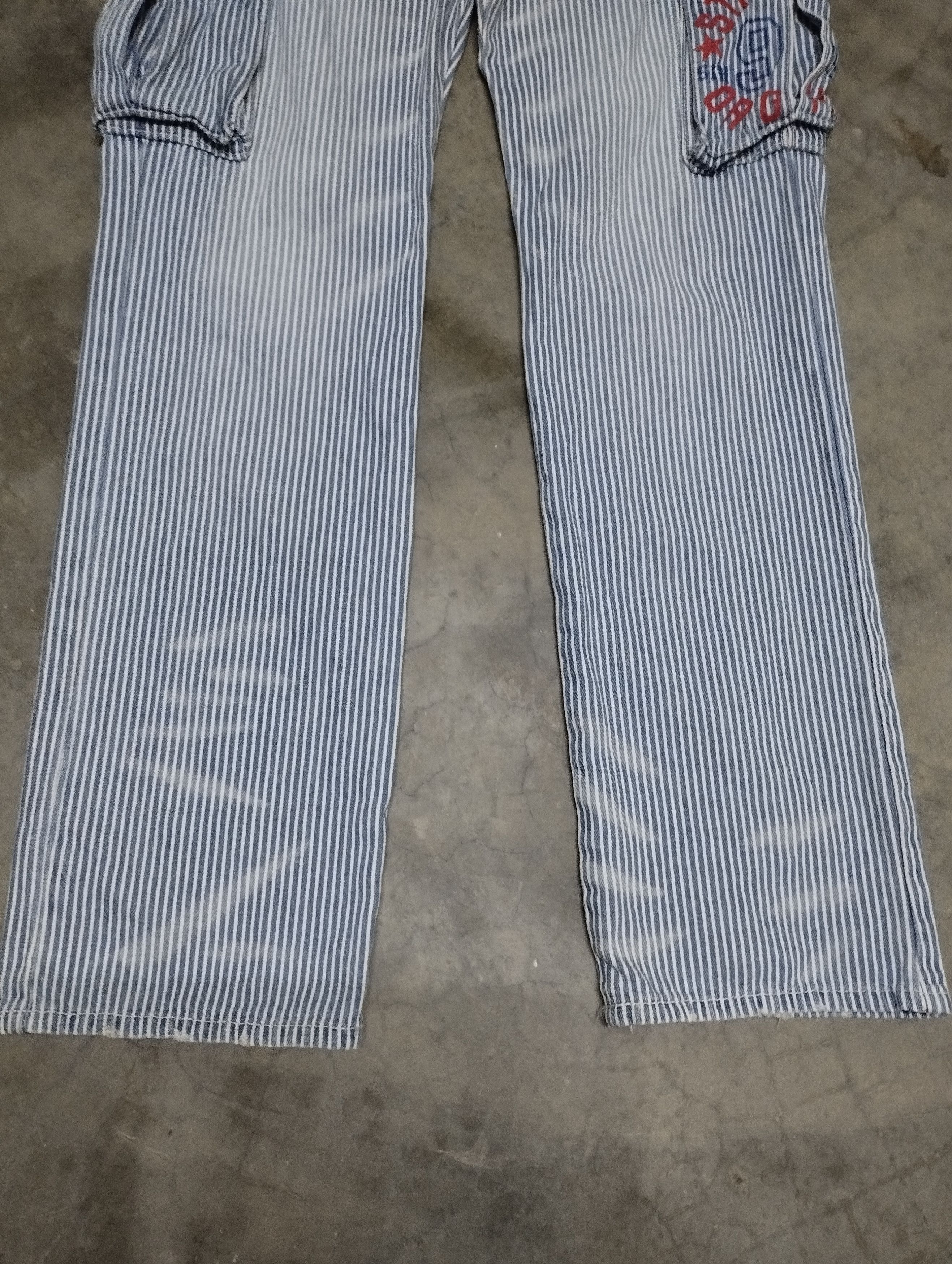 Tete Homme Japan Hickory Stripe Embroidery Cargo Blue Moon Blue Jeans Size US 32 / EU 48 - 4 Thumbnail