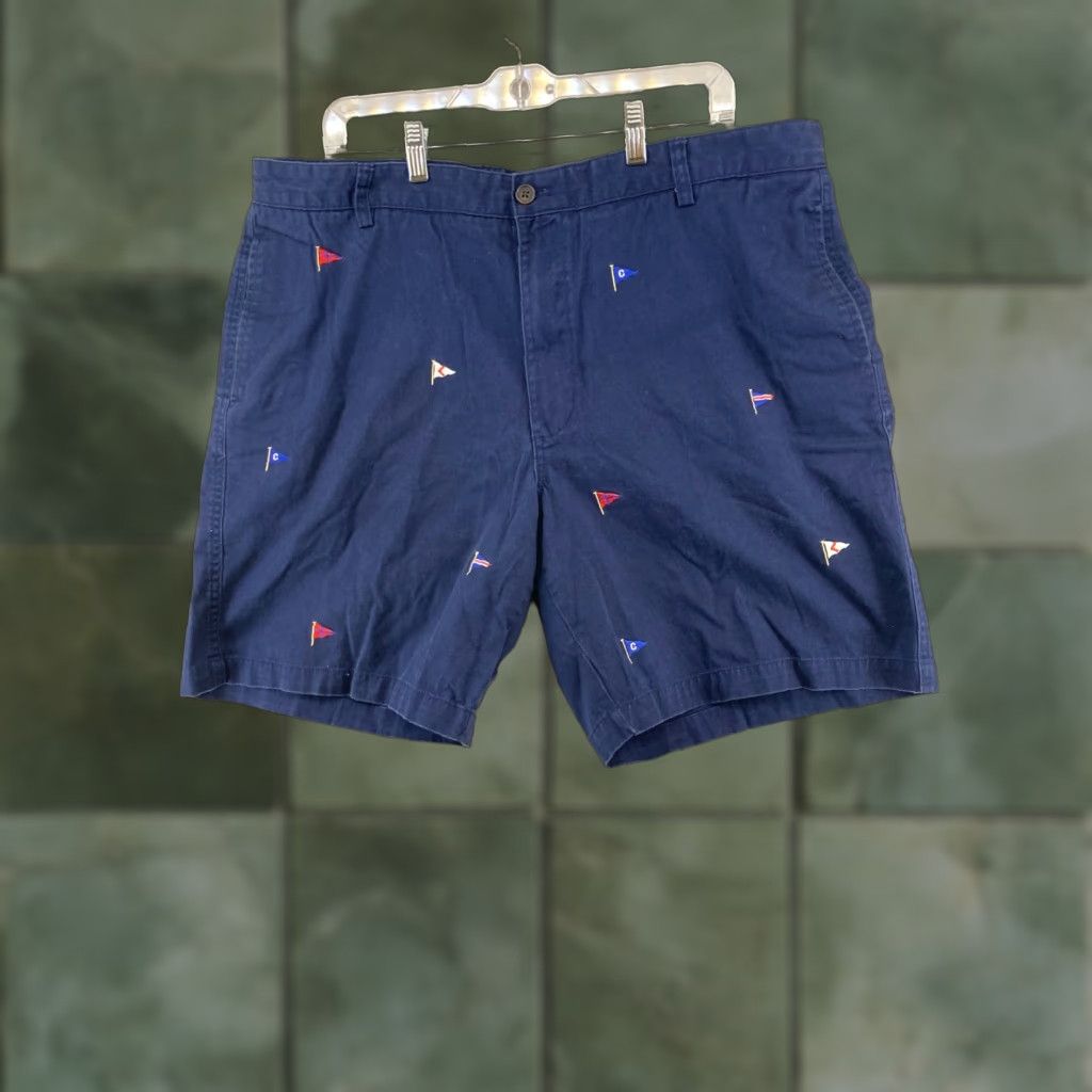 Chaps Chaps Khaki Chino Shorts Pants Mens 40 Sail Flag Embroidered Blue Button Pockets Size US 40 / EU 56 - 1 Thumbnail