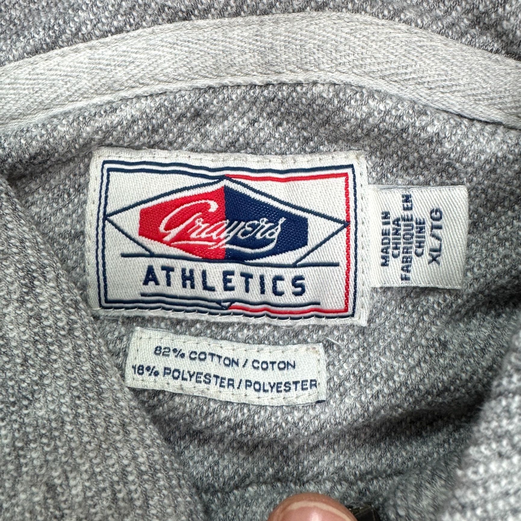 Grayers Grayers Athletics Full Zip Hoodie Sweatshirt Mens XL Gray Textured Cotton Blend Size US XL / EU 56 / 4 - 6 Thumbnail