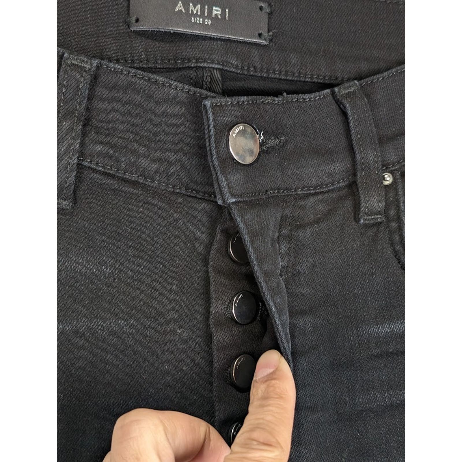 Amiri o1rshd1 Scarves Art Patch Jeans in Antique Black Size US 33 - 9 Thumbnail
