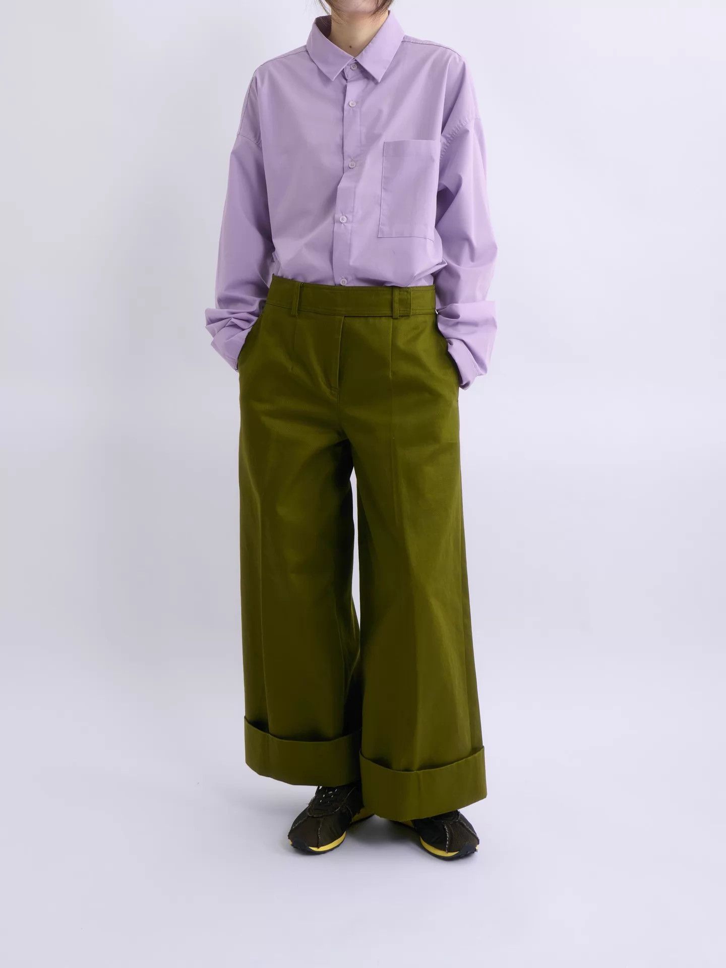 Jil Sander JIL SANDER 18SS Green High-Waist Wide-Leg Trousers Size 25" / US 0 / IT 36 - 1 Thumbnail