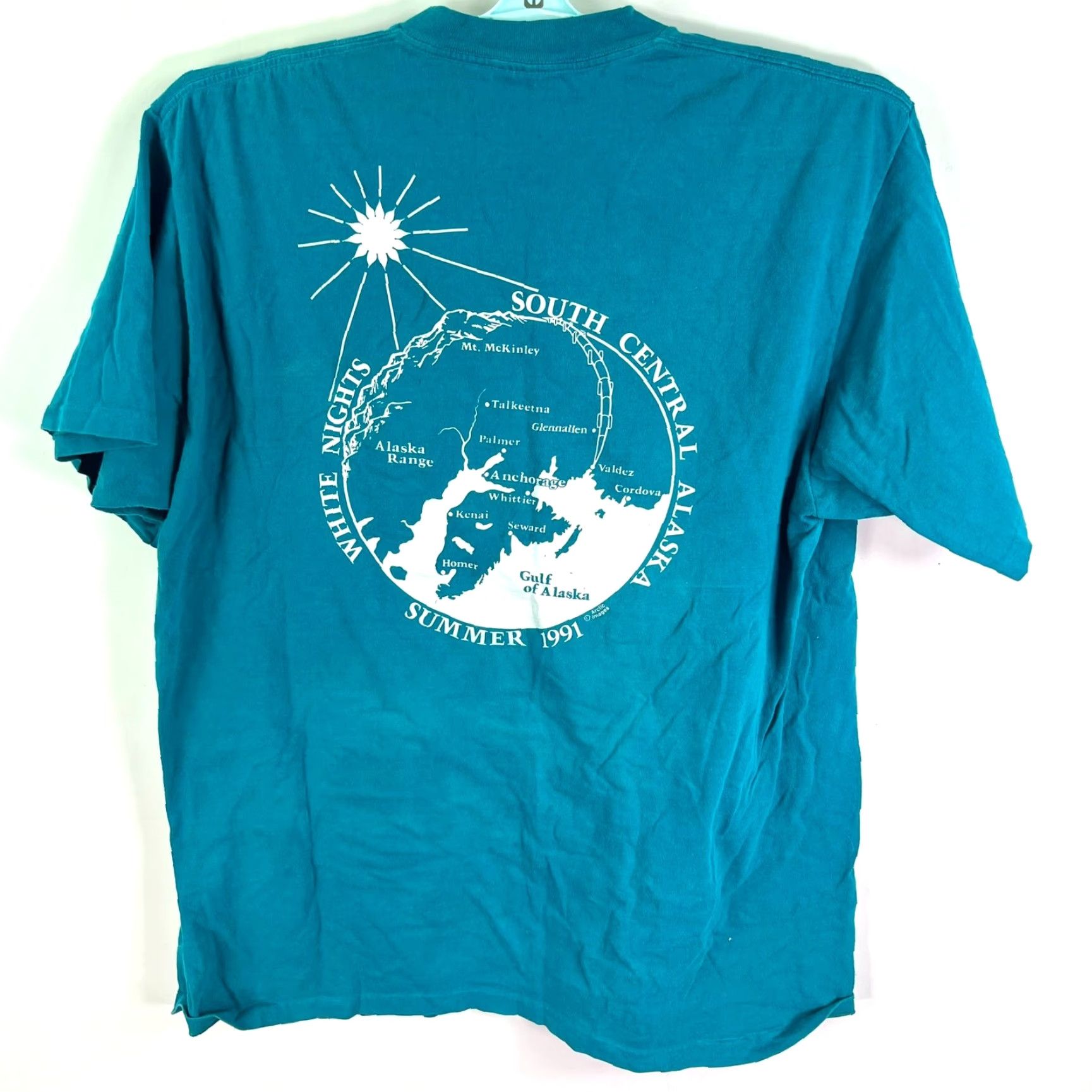 Lee VINTAGE Alaska White Nights T Shirt Mens XL Blue Lee Logo Short Sleeve Size US XL / EU 56 / 4 - 7 Thumbnail