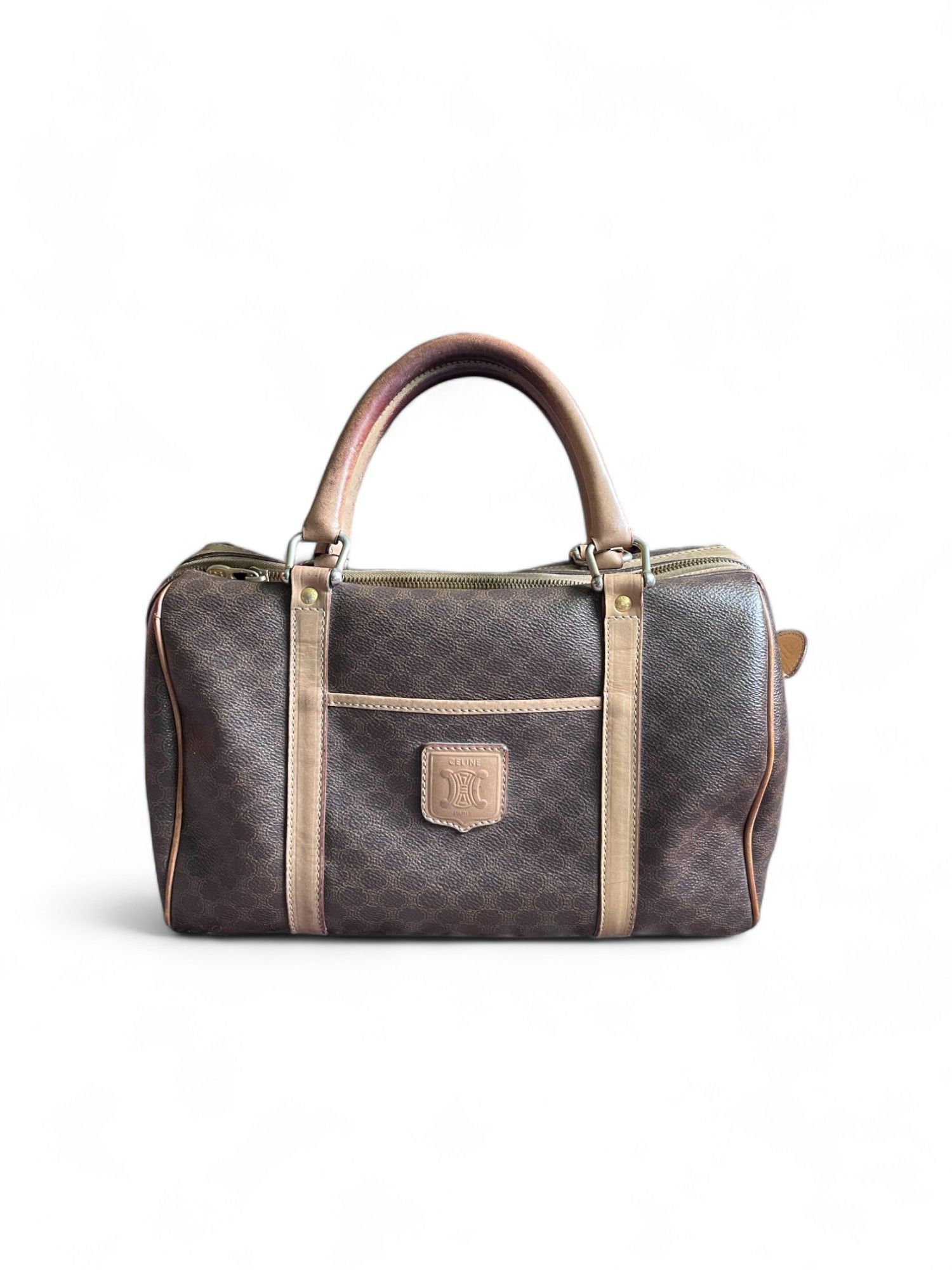 Celine Celine - Mini Boston Handbag Brown Beige Leather Monogram Size ONE SIZE - 1 Thumbnail