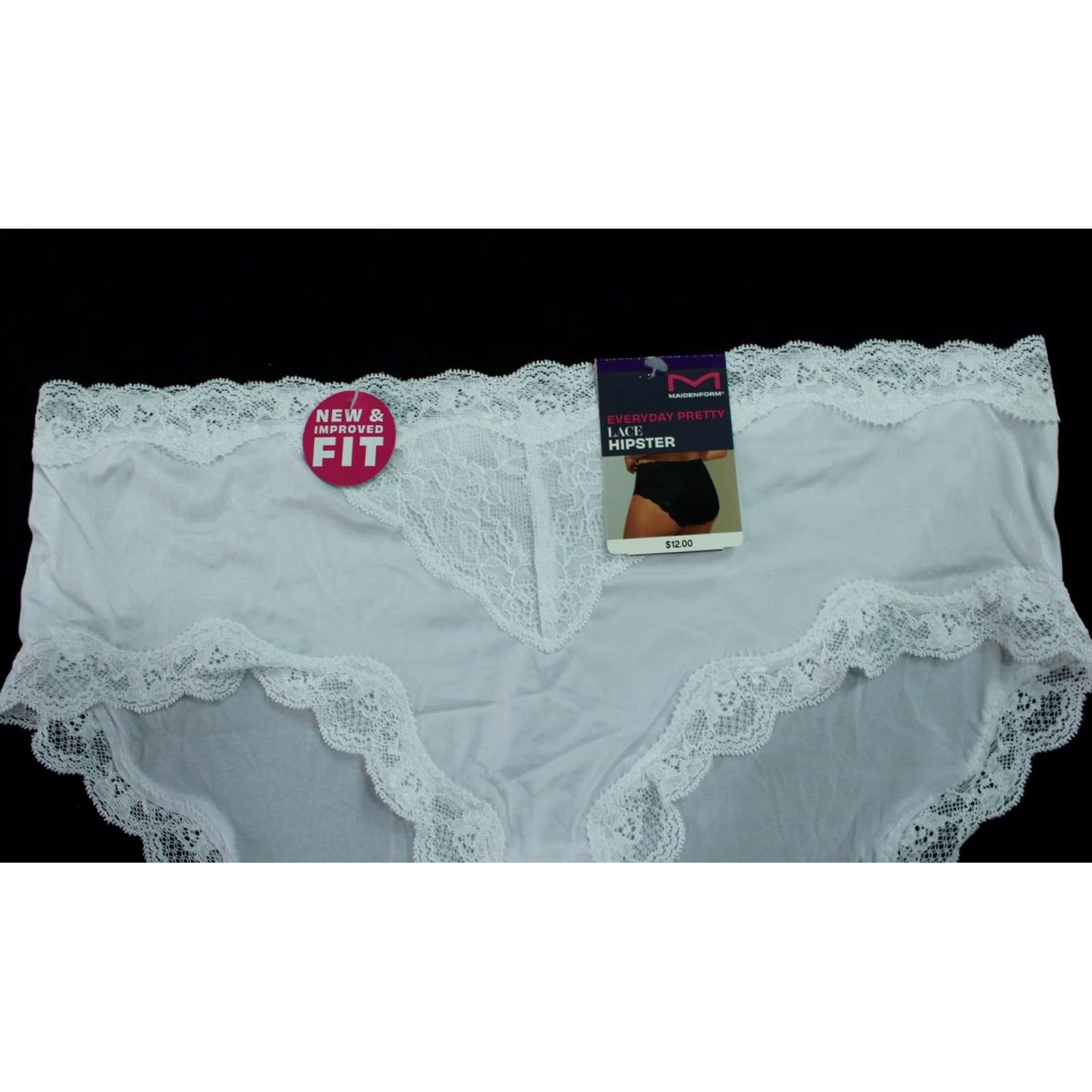 Vintage Maidenform Women's Lace & Soft Microfiber Cheeky Hipster DH3 White 2XL NWT Size ONE SIZE - 3 Thumbnail
