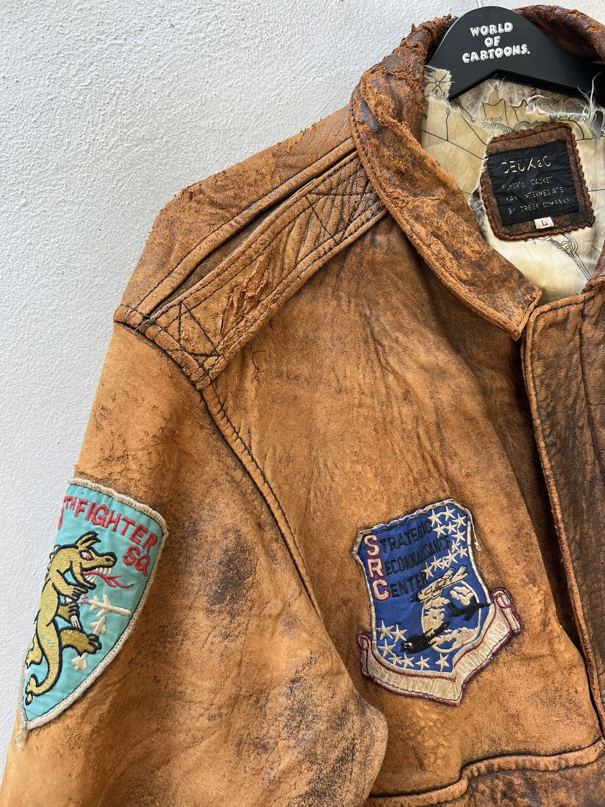 Leather Trashed 80s DEUX 2C Distressed A-2 Flight Leather Jacket Size US L / EU 52-54 / 3 - 11 Thumbnail