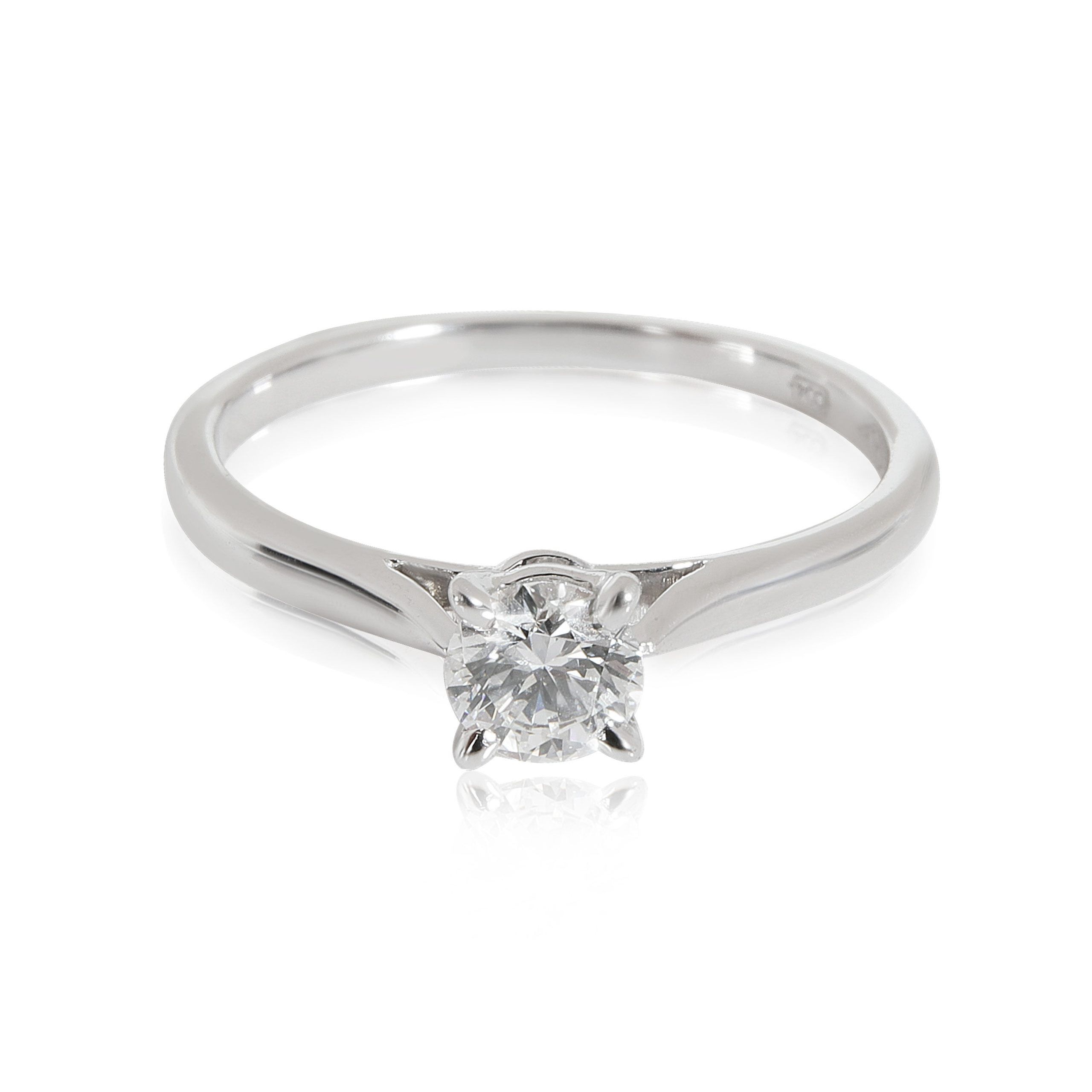 image of Cartier 1895 Diamond Engagement Ring In Platinum F Vvs2 0.27 Ctw in Silver, Women's