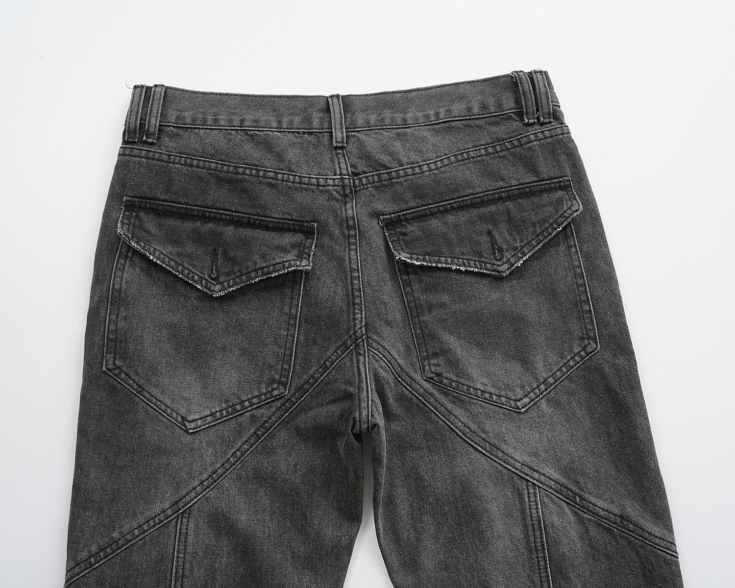 Japanese Brand × Jean × Vintage Irregular lines Pockets Washed Black Baggy Jeans Size US 31 - 7 Thumbnail