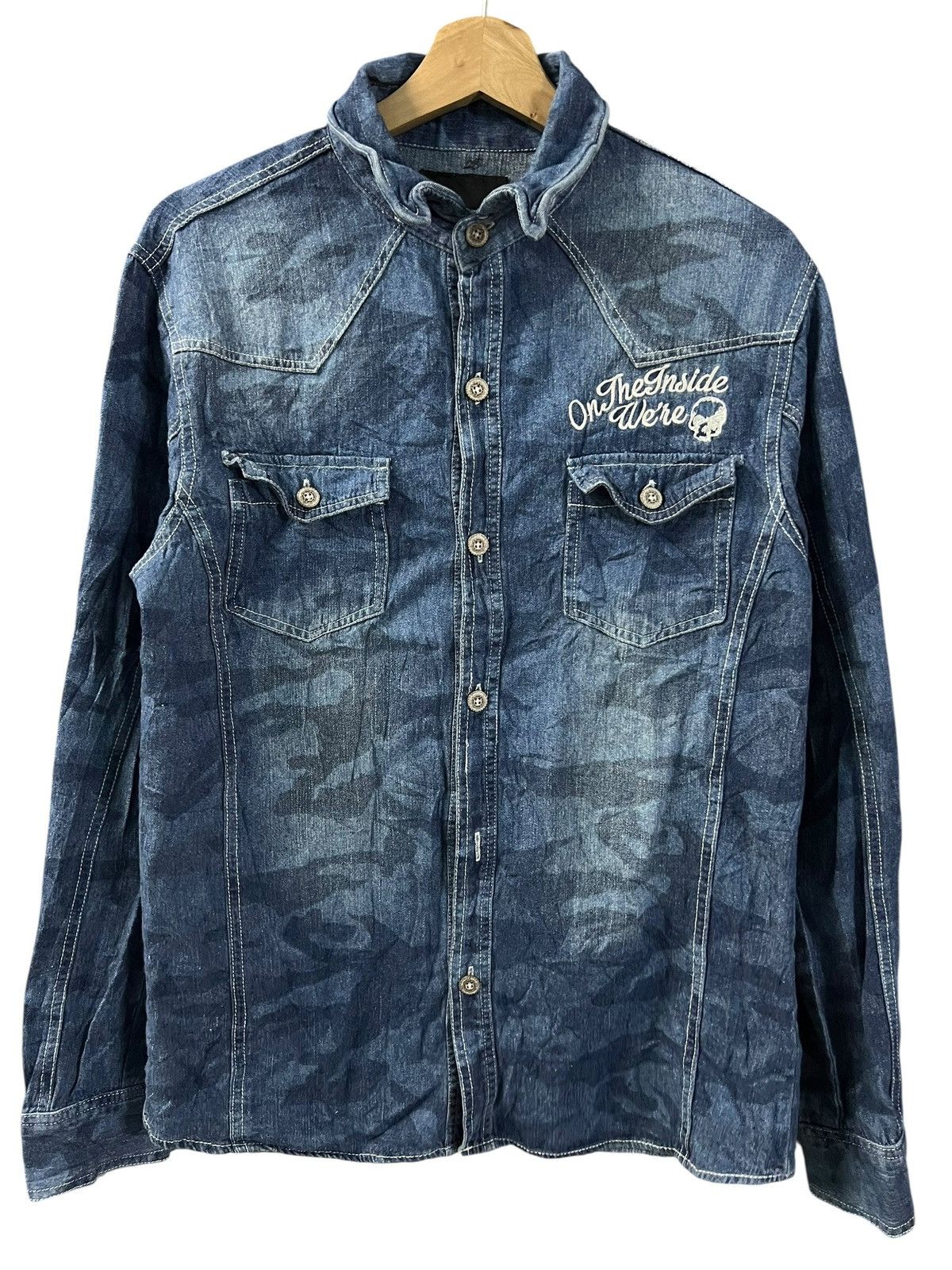 In The Attic 💥Rare In The Attic Homme Skull Punk Denim Jacket Very Rare Size US S / EU 44-46 / 1 - 1 Thumbnail