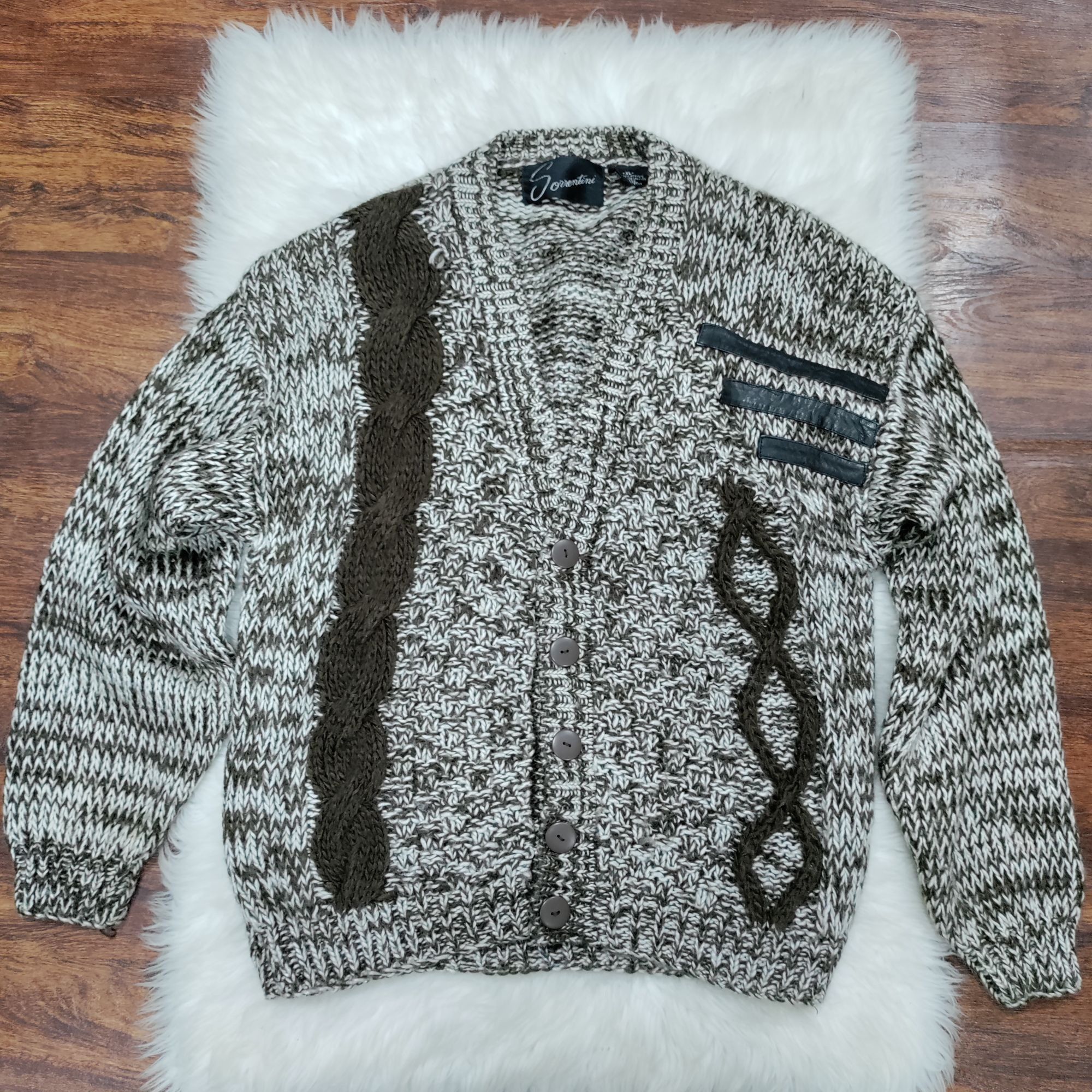 Vintage Sorrentine Oversized Cable Knit Hipster Vintage Cardigan Dad Size US XL / EU 56 / 4 - 2 Thumbnail