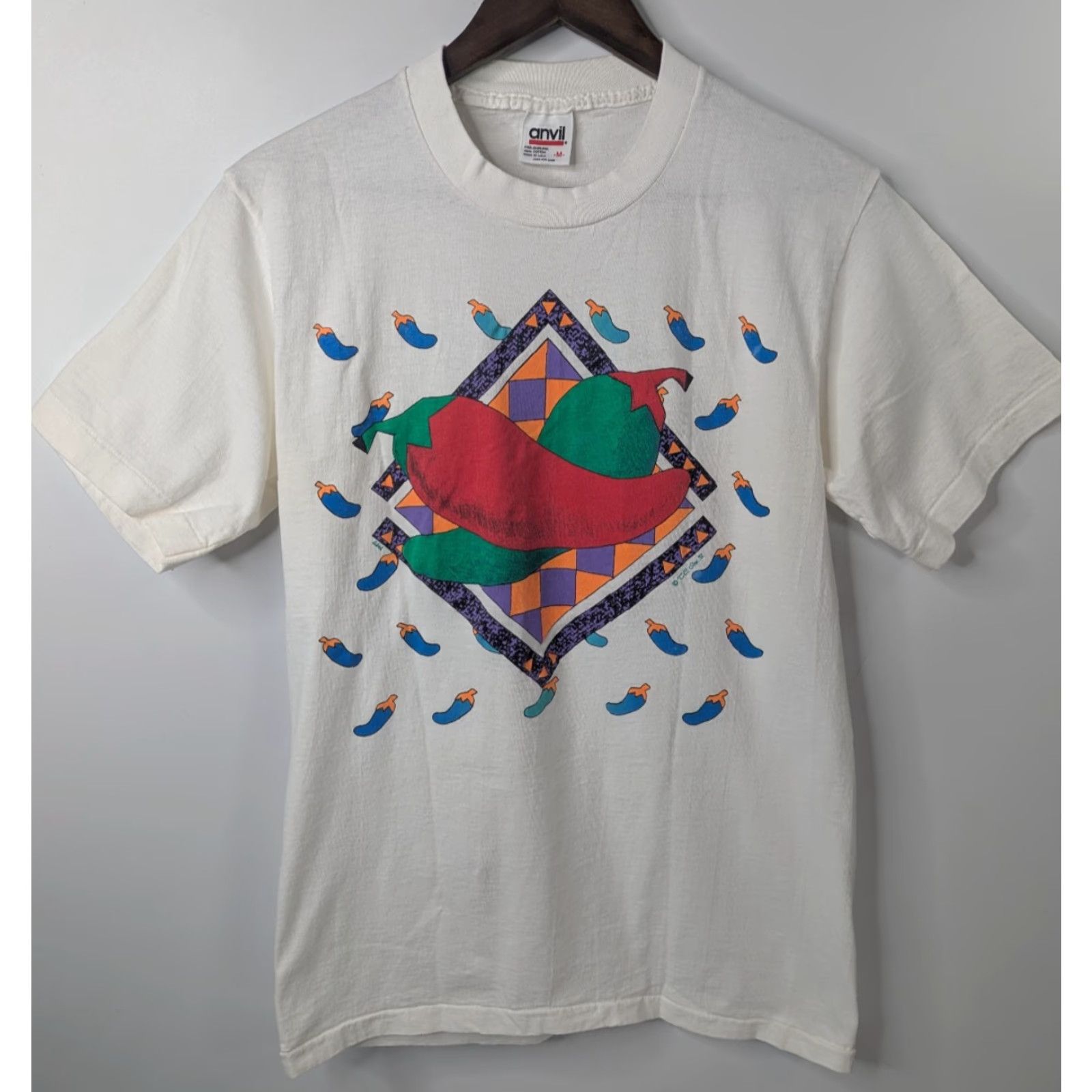 Anvil VINTAGE Anvil 90s T-Shirt Southwestern Chili Pepper Single Stitch White Size M Mens Size US M / EU 48-50 / 2 - 2 Thumbnail