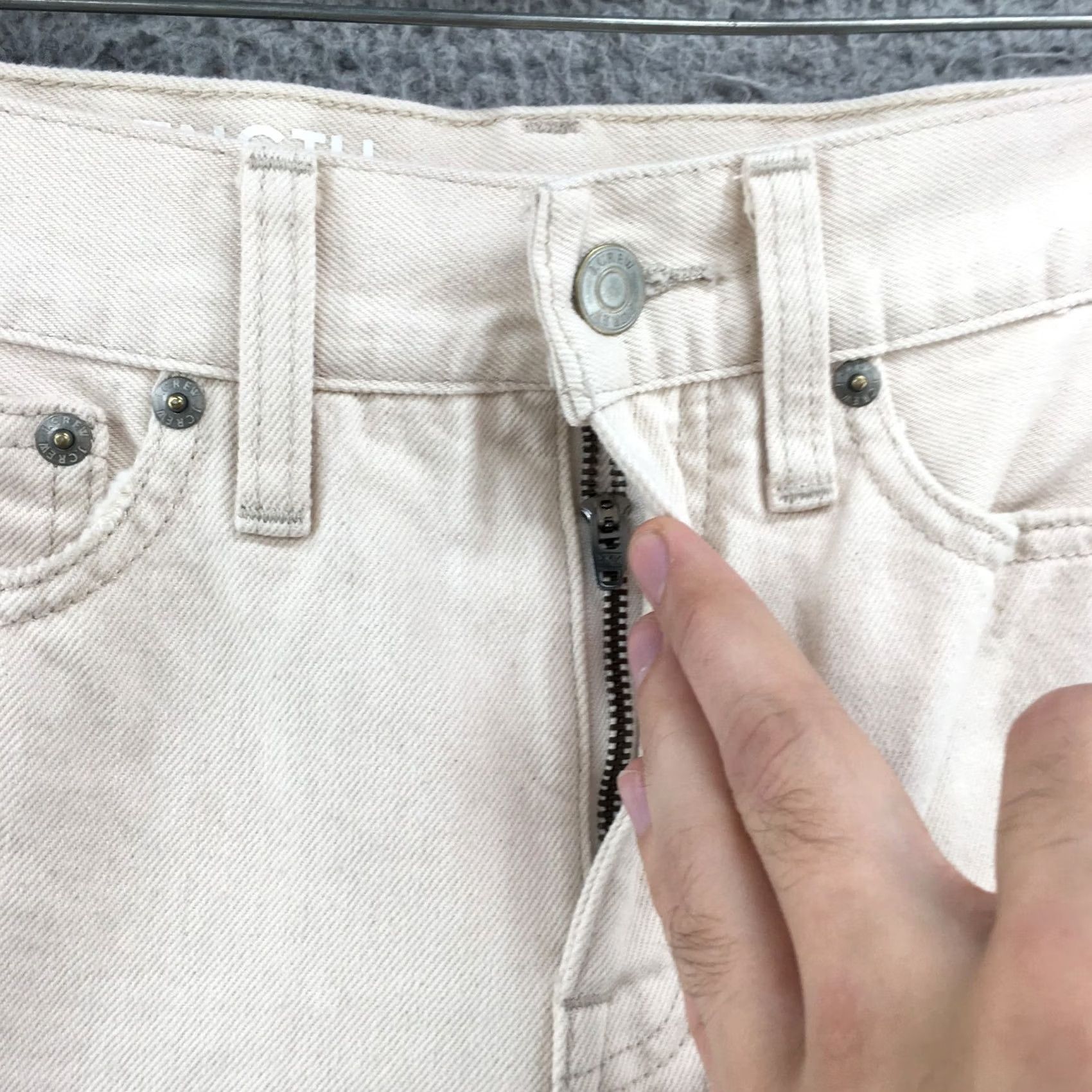 J.Crew J.CREW Jeans Womens 24 Cream Full Length Classic Straight Leg Zip Fly Frayed Hem Autumn Mens Womens Size 42" / US 20 - 3 Thumbnail