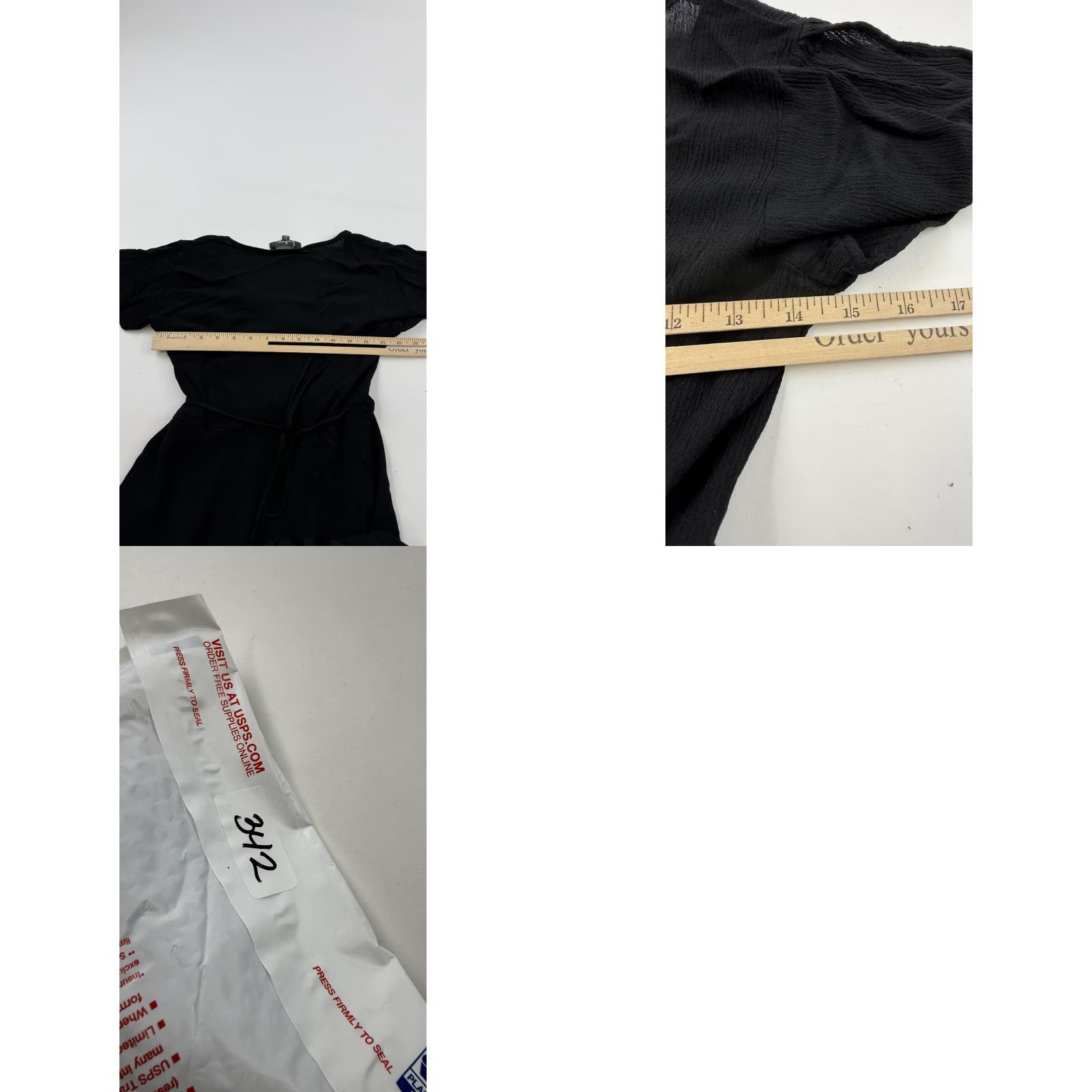 Lulus Lulus Dress Womens XS Black Wrap Maxi Short Sleeve Crinkle V Neck Tie Waist Size 26" / US 2 / IT 38 - 9 Thumbnail