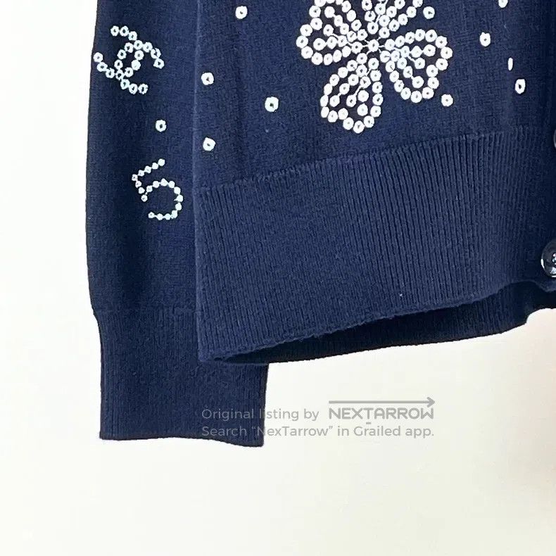 Chanel Chanel 23P dark blue embroidered pattern knitted cardigan Size S / US 4 / IT 40 - 4 Thumbnail