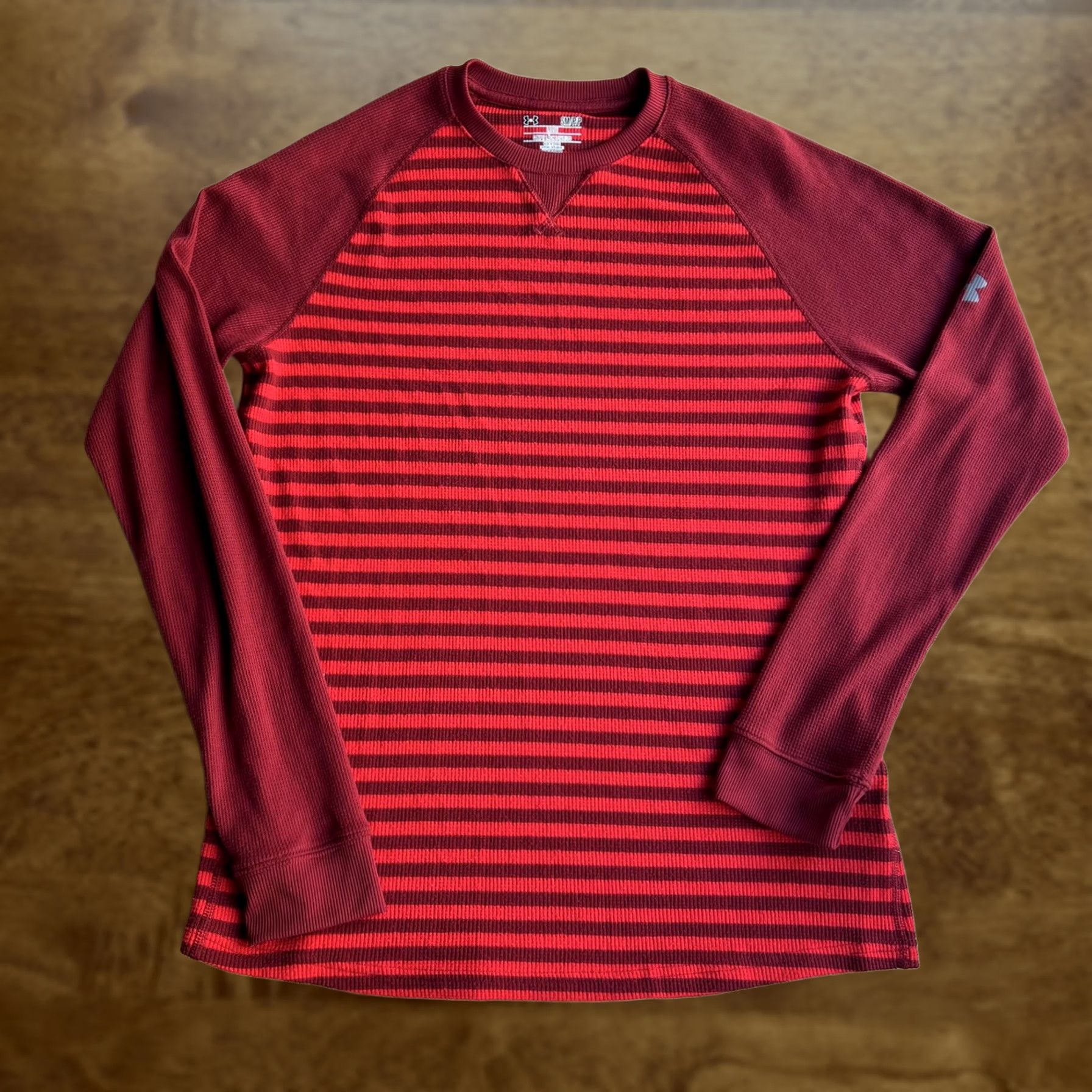 Under Armour Under Armour Shirt Mens Small Red Striped Waffle Knit Long Sleeve Loose Fit Size US S / EU 44-46 / 1 - 1 Thumbnail