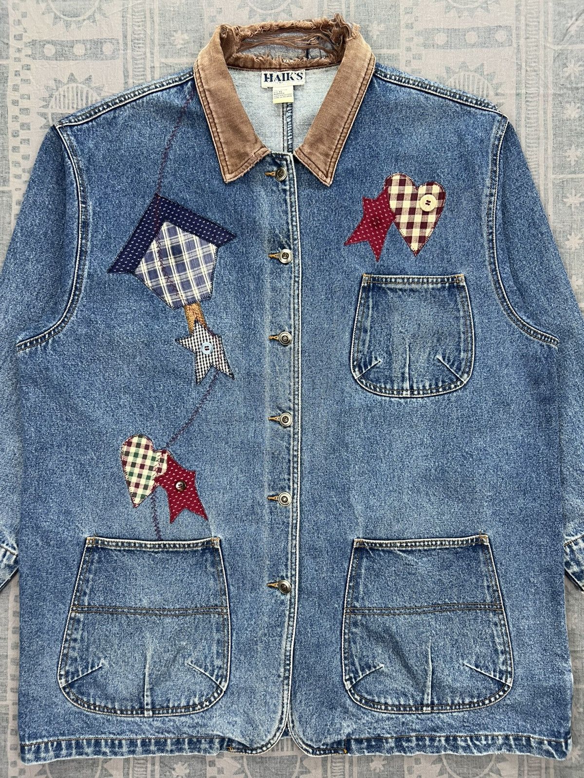 Vintage Haik’s Dirty Distressed Denim Chore Jacket Size XL / US 12-14 / IT 48-50 - 3 Thumbnail