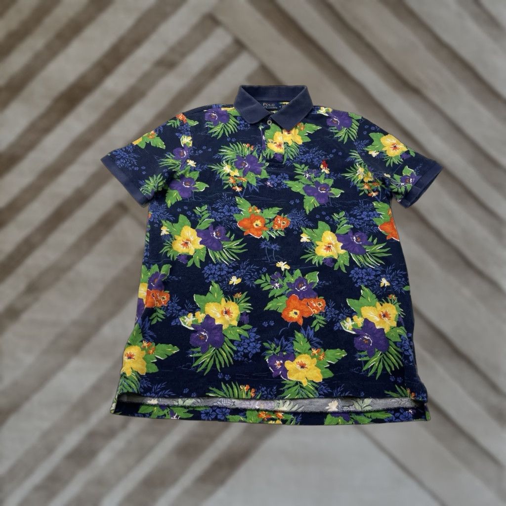 Polo Ralph Lauren Polo Ralph Lauren Polo Shirt Golf Mens Blue Floral Knit Short Sleeve Medium Tropical Size US M / EU 48-50 / 2 - 1 Thumbnail