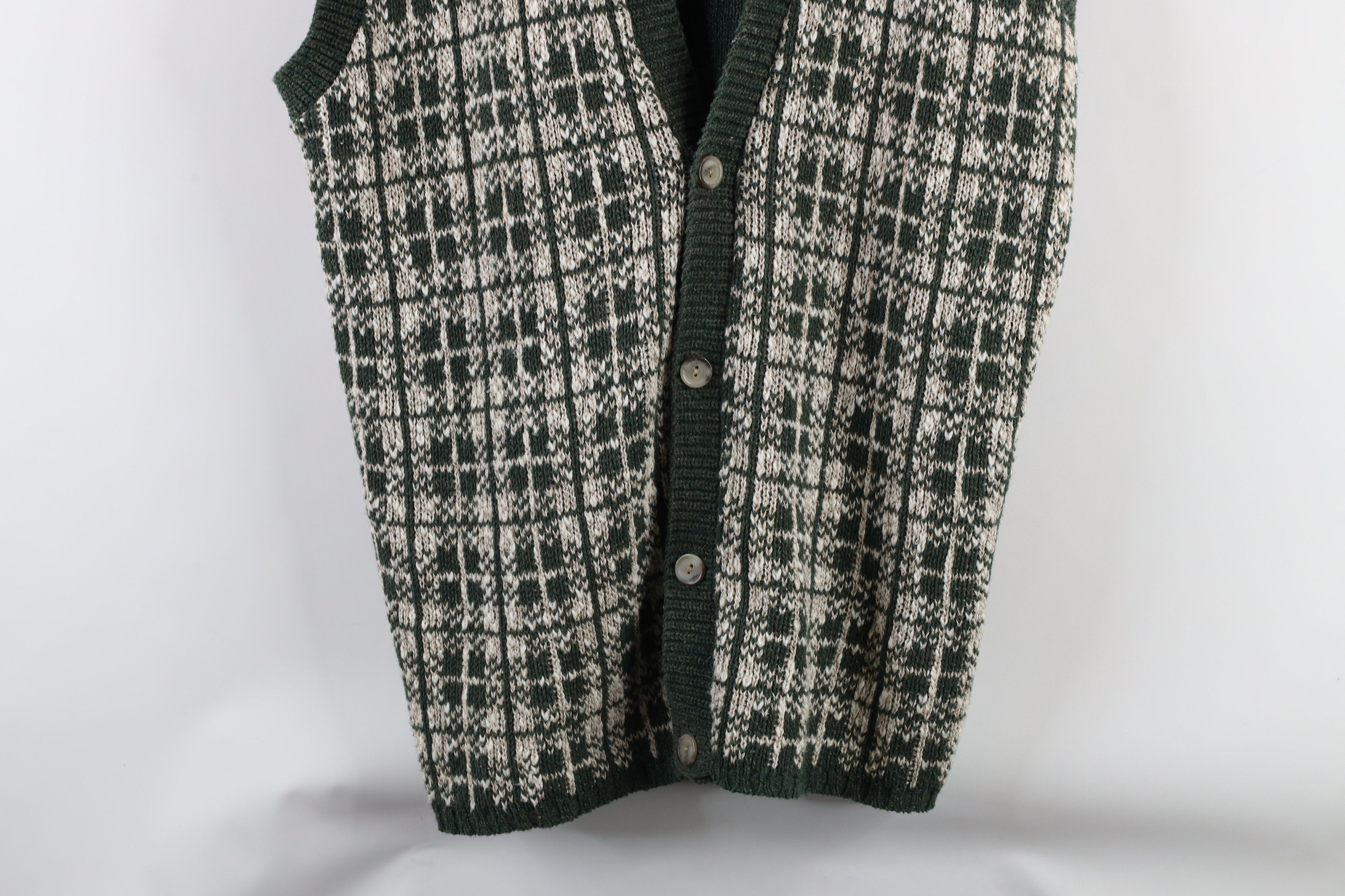 Vintage Vintage 90s Streetwear Cotton Knit Cardigan Sweater Vest USA Size US L / EU 52-54 / 3 - 3 Thumbnail