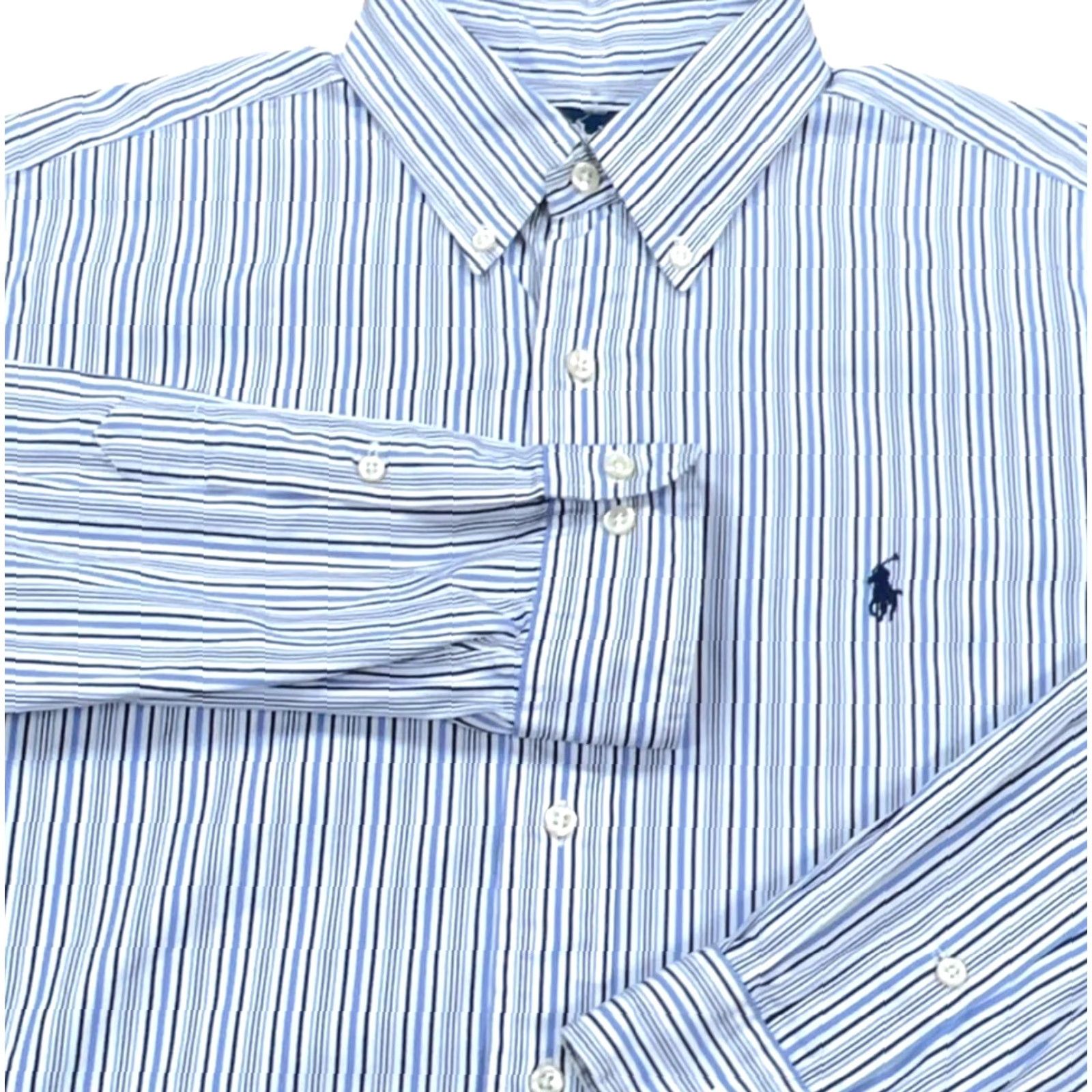Ralph Lauren Ralph Lauren Shirt Men 16 34 Button-Up Classic Fit Striped Poplin Blue White Casual Shirt Adults Mens Size US L / EU 52-54 / 3 - 2 Thumbnail