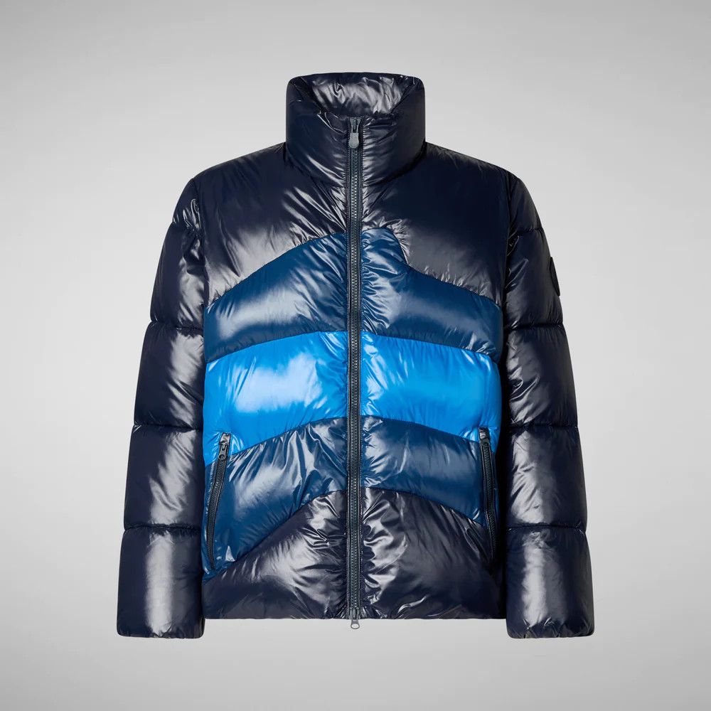Men's Satyrium Puffer Jacket in Dark Waves Pattern