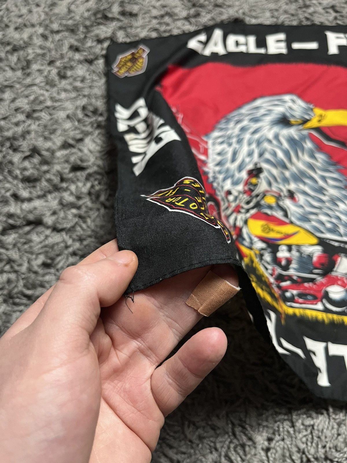 Vintage Vintage Eagle-Fly Biker Bandana American Flag & Motorcycle Size ONE SIZE - 5 Thumbnail