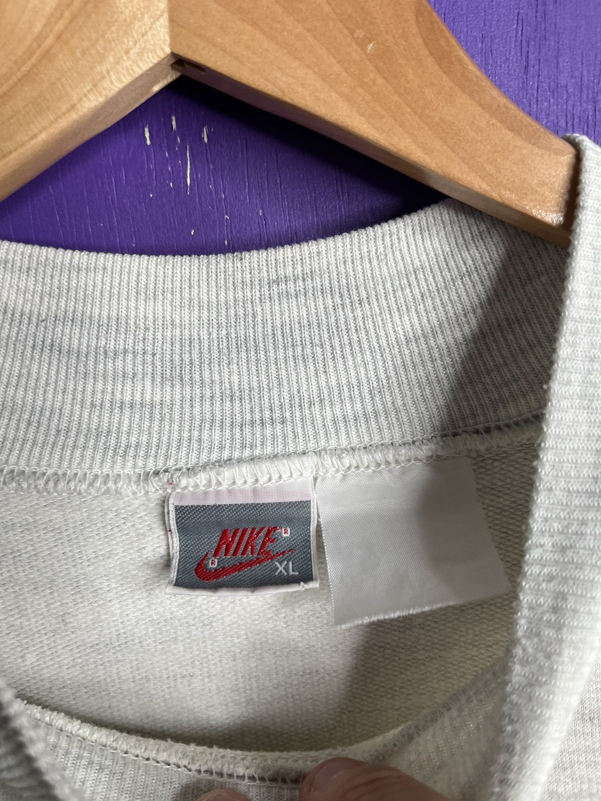 Nike × Vintage Vintage 90s Nike mockneck logo sweatshirt Size US XL / EU 56 / 4 - 4 Thumbnail