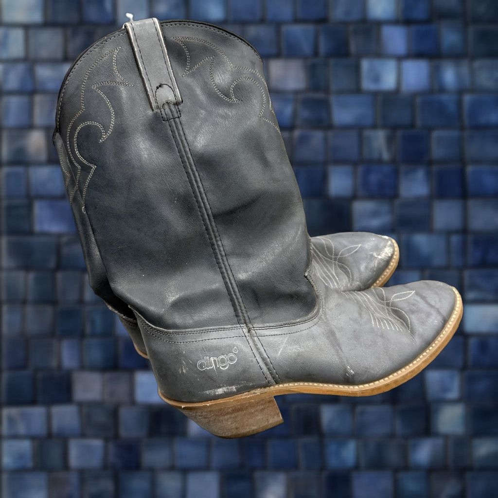 Vintage VINTAGE Dingo 5965 Mens Gray Leather Pull On Cowboy Western Boots Size 9 D Size US 9 / EU 42 - 1 Thumbnail
