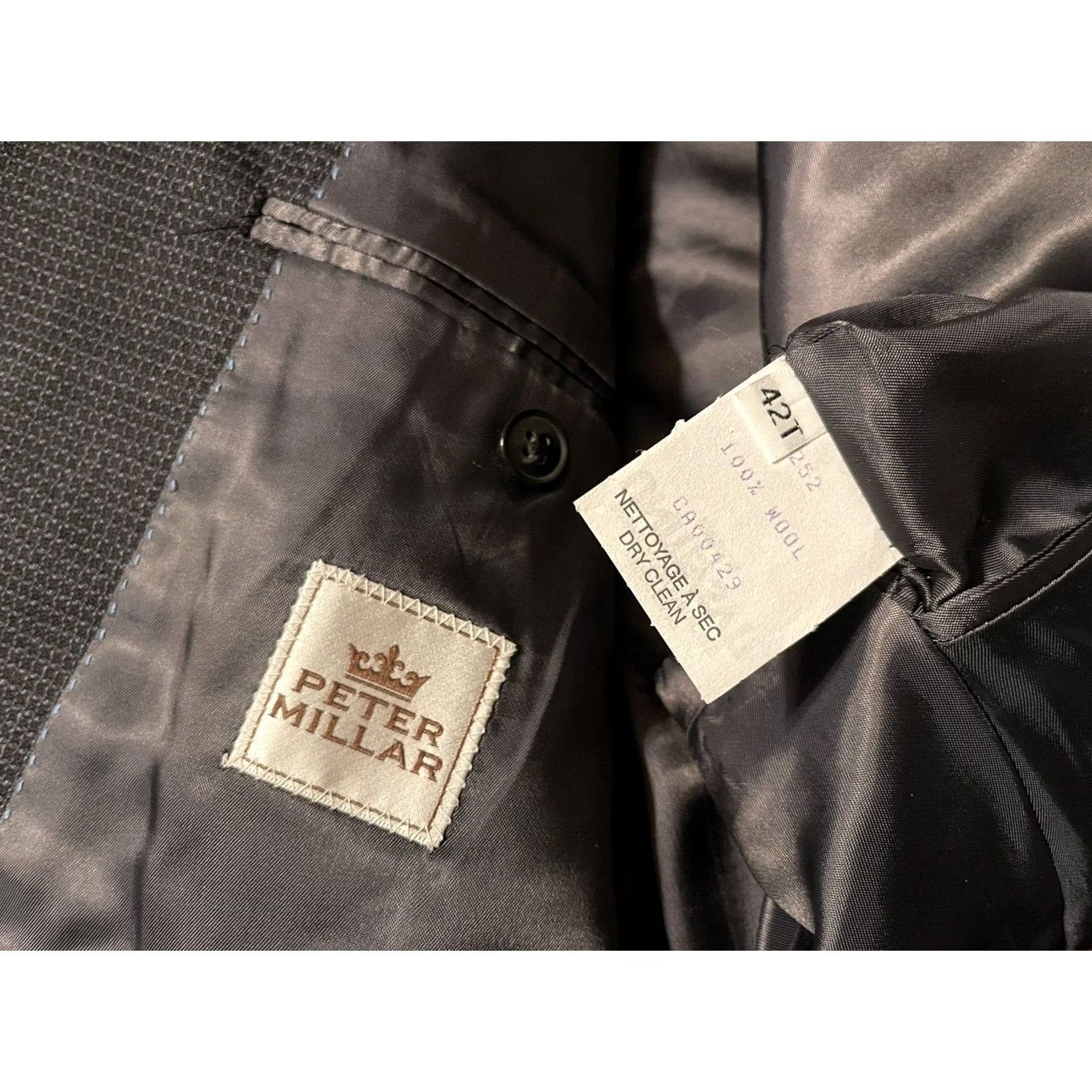 Peter Millar VINTAGE Peter Millar Canada Charcoal Dark Gray Wool Suit Coat Jacket Blazer - Men's 42T Size 42R - 4 Thumbnail