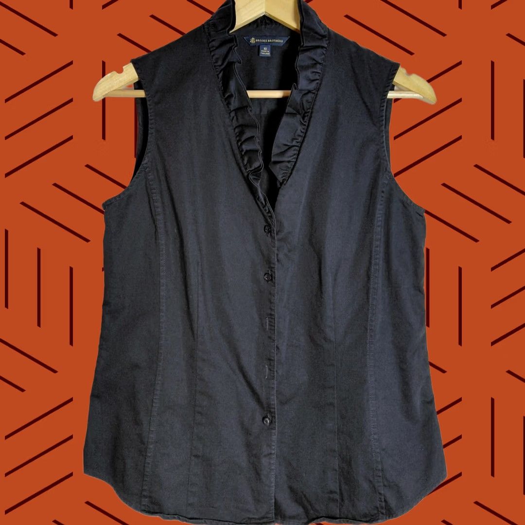 Brooks Brothers Brooks Brothers Top Womens 10 Black Sleeveless Solid Woven Women Size Size L / US 10 / IT 46 - 1 Thumbnail