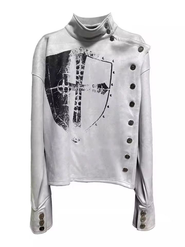 Japanese Brand Japanese Punk Gothic Turtleneck Button Jacket Coat Size US M / EU 48-50 / 2 - 2 Thumbnail