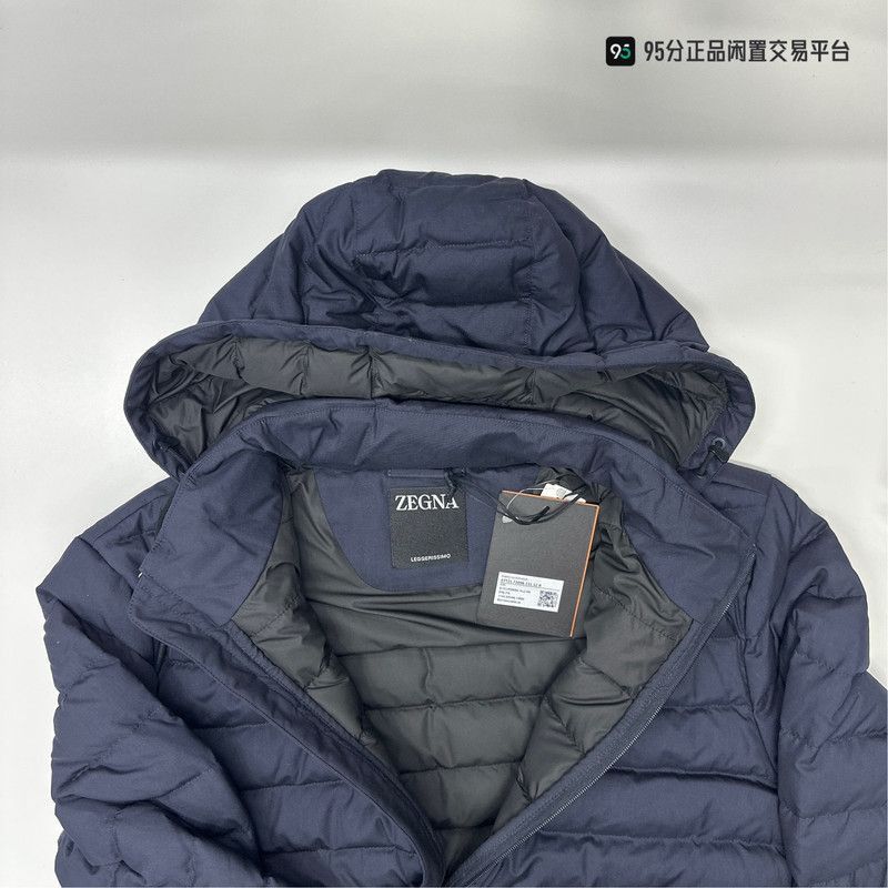 Ermenegildo Zegna Zegna FW22 Navy Quilted Hooded Down Jacket. Size US L / EU 52-54 / 3 - 4 Thumbnail