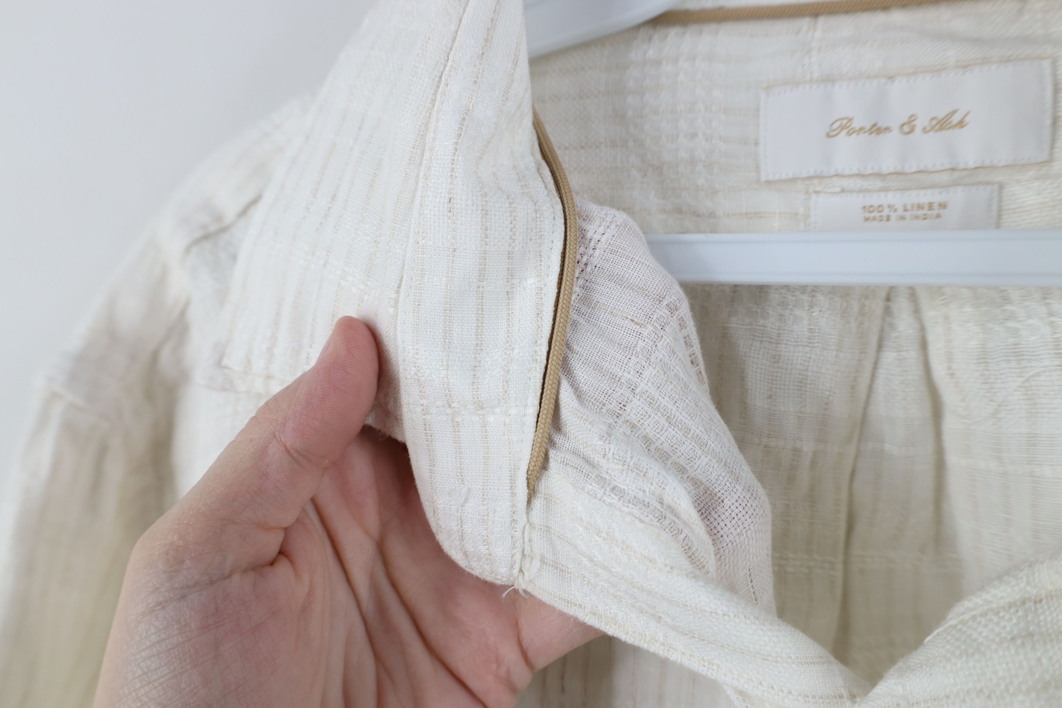 Vintage Porter & Ash Sheer Linen Collared Beach Button Shirt Cream Size US L / EU 52-54 / 3 - 8 Thumbnail
