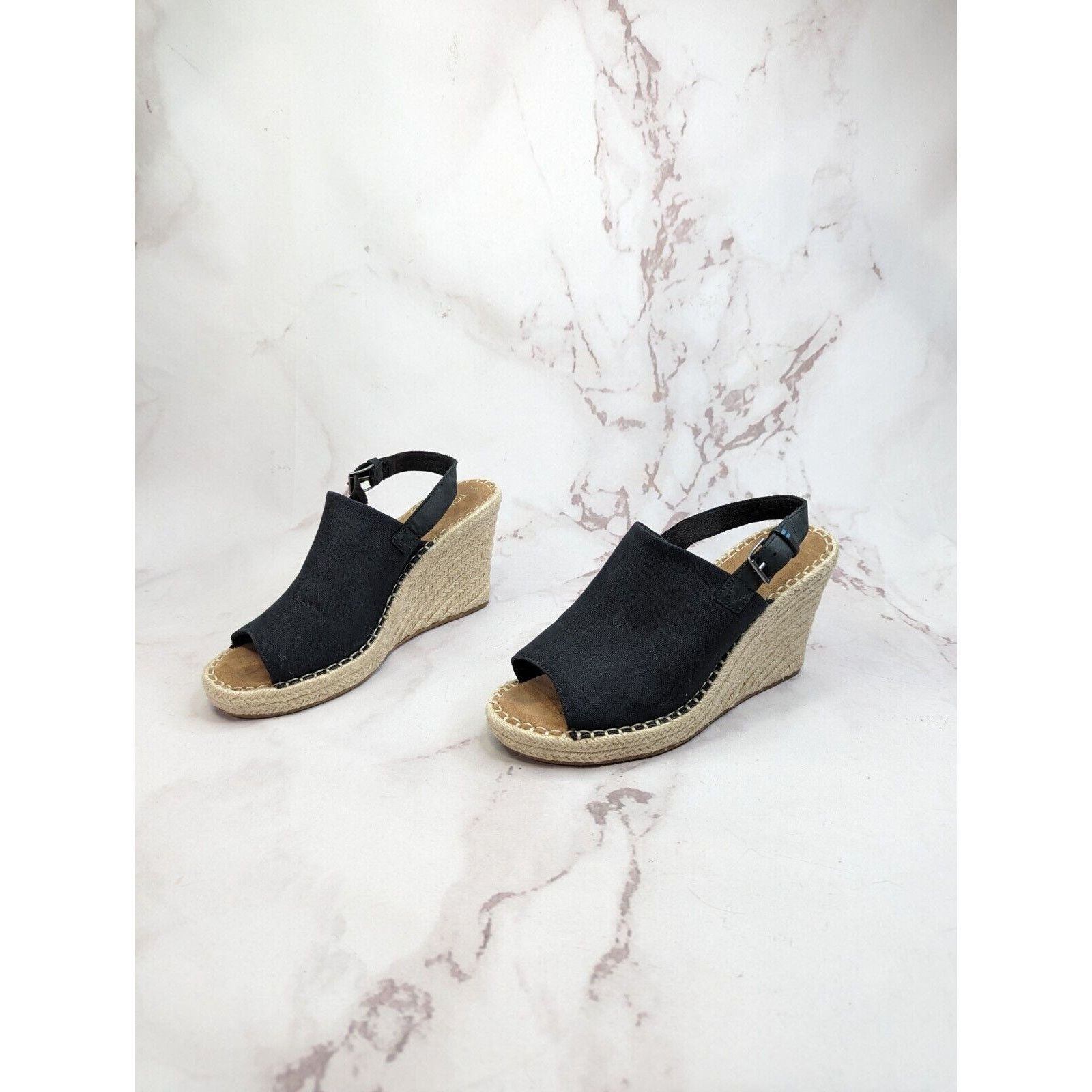 Toms Toms Wedge Women 11 Espadrille Black Platform Shoe Sandal Size US 9 / IT 39 - 4 Thumbnail