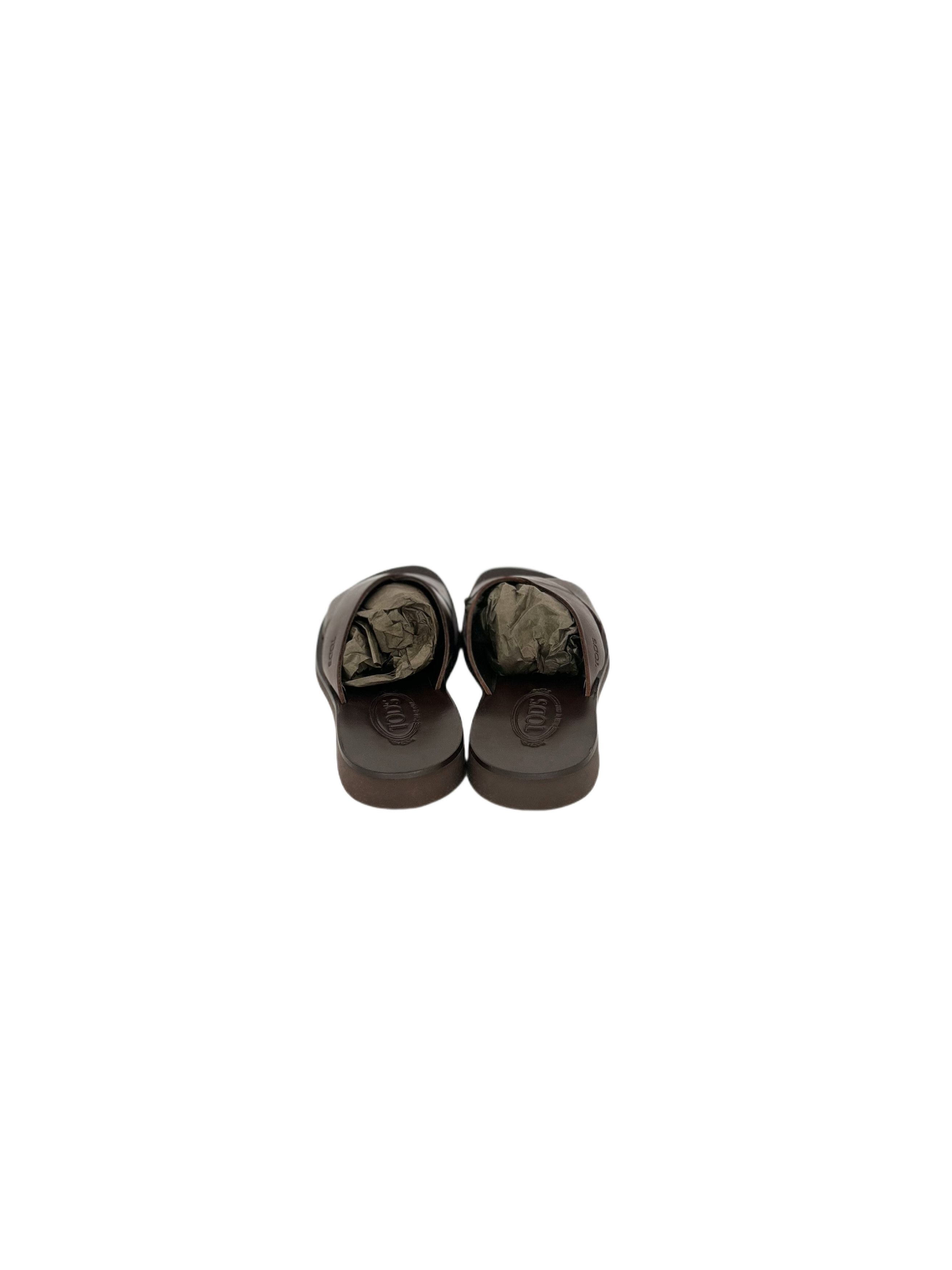 Tod's TODS Brown Leather Classic X-over Sandals Size US 6 / EU 39 - 6 Thumbnail